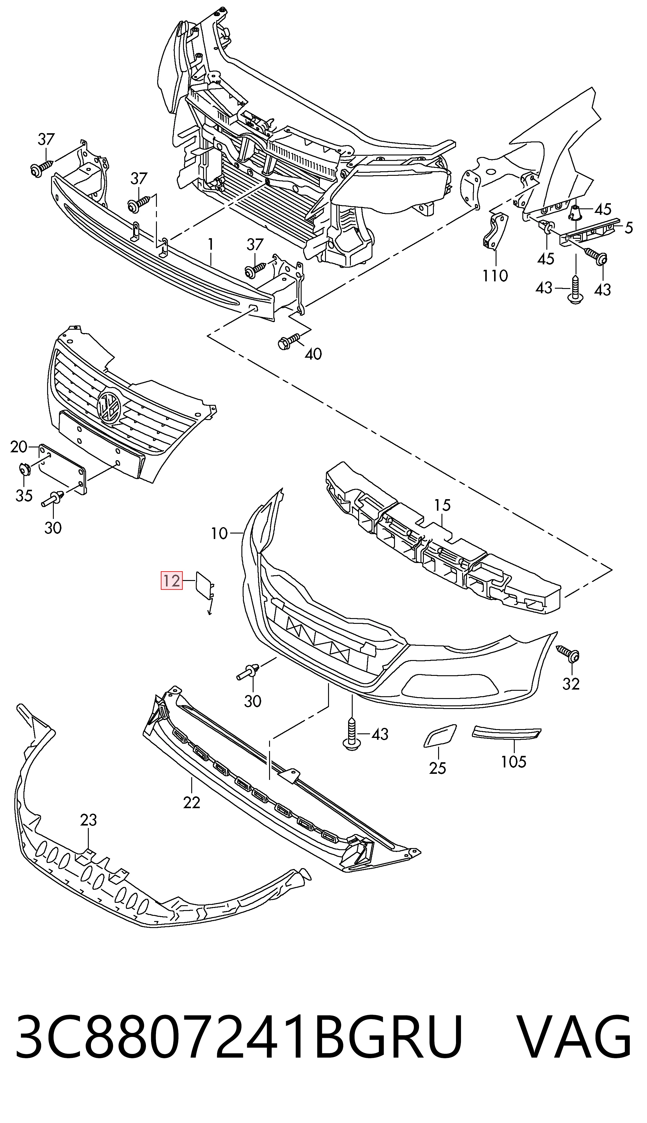 Comprar Tapa del enganche de remolcado delantera Volkswagen Passat CC B6 357