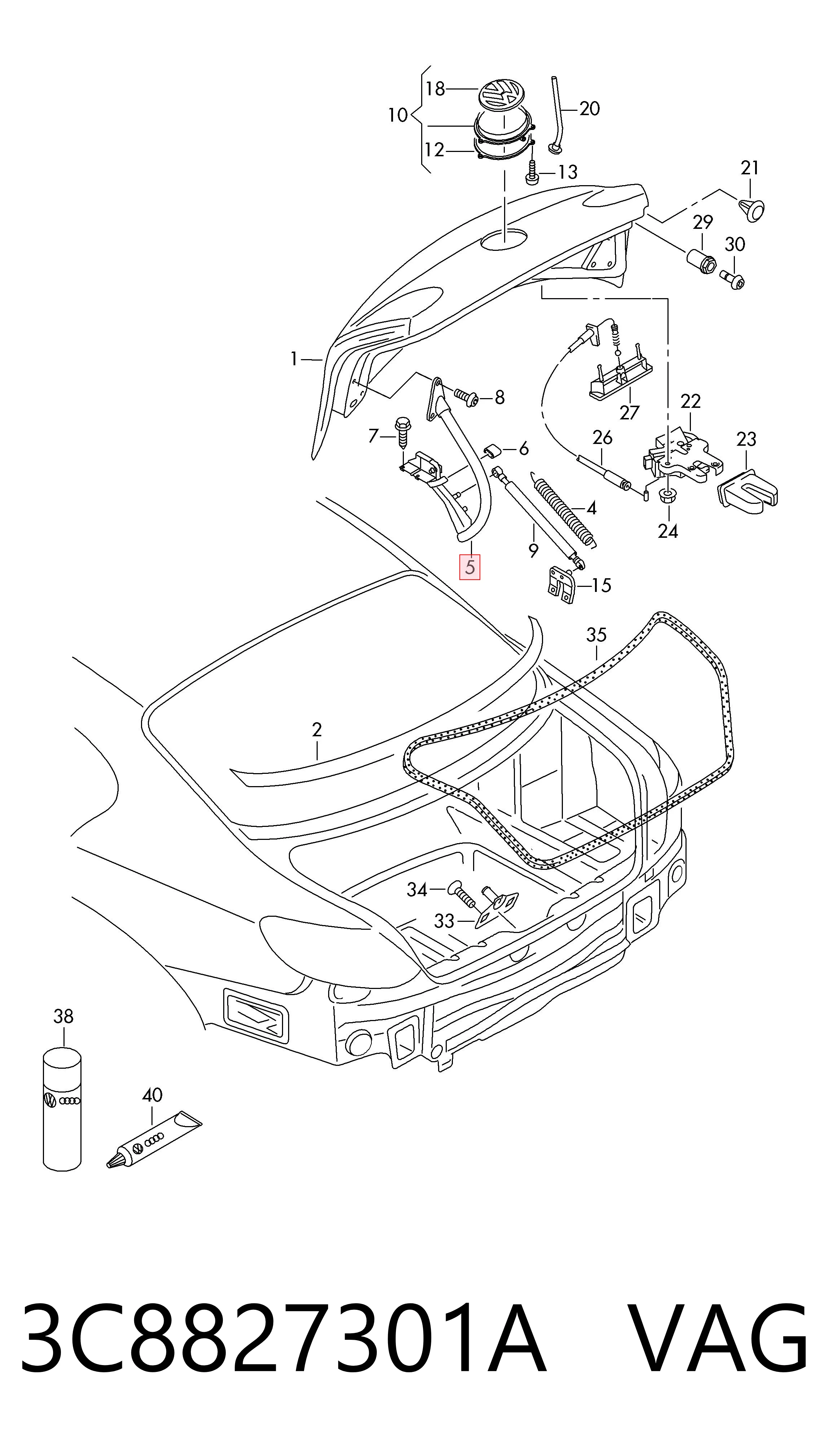 3C8827301A VAG Bisagra de la tapa del maletero