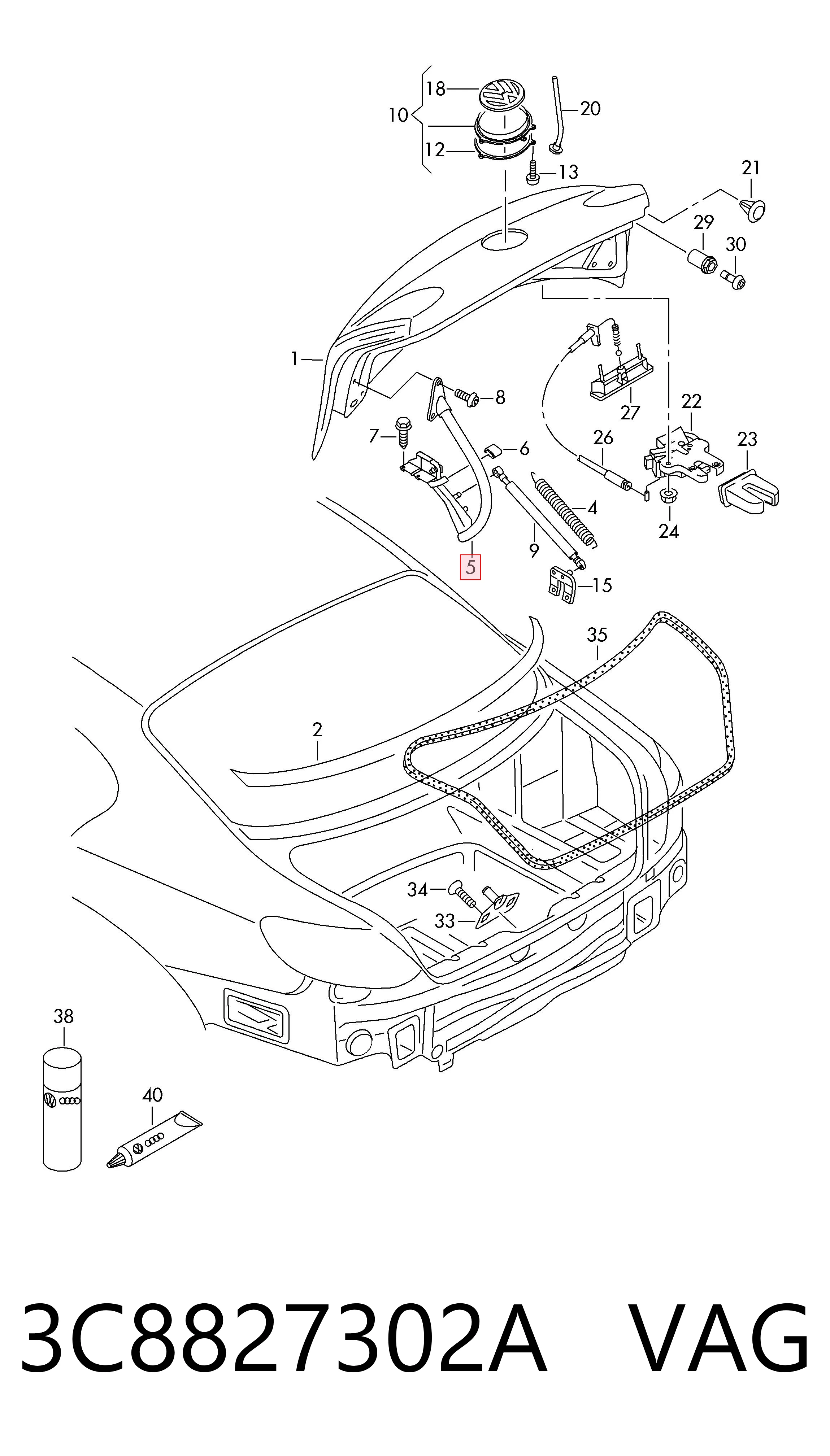 3C8827302A VAG Bisagra de la tapa del maletero