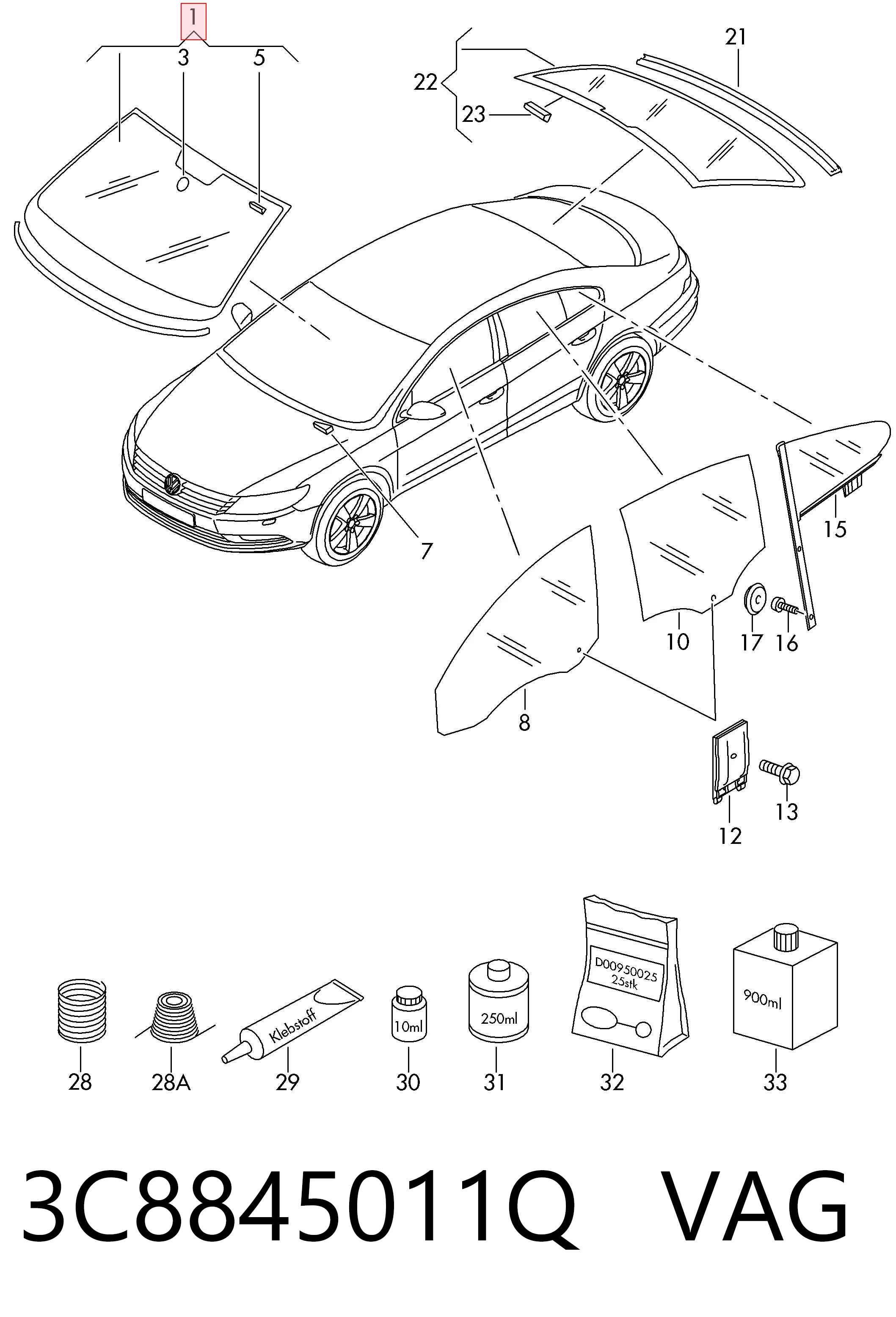 Parabrisas delantero  para Volkswagen Passat CC B7 358