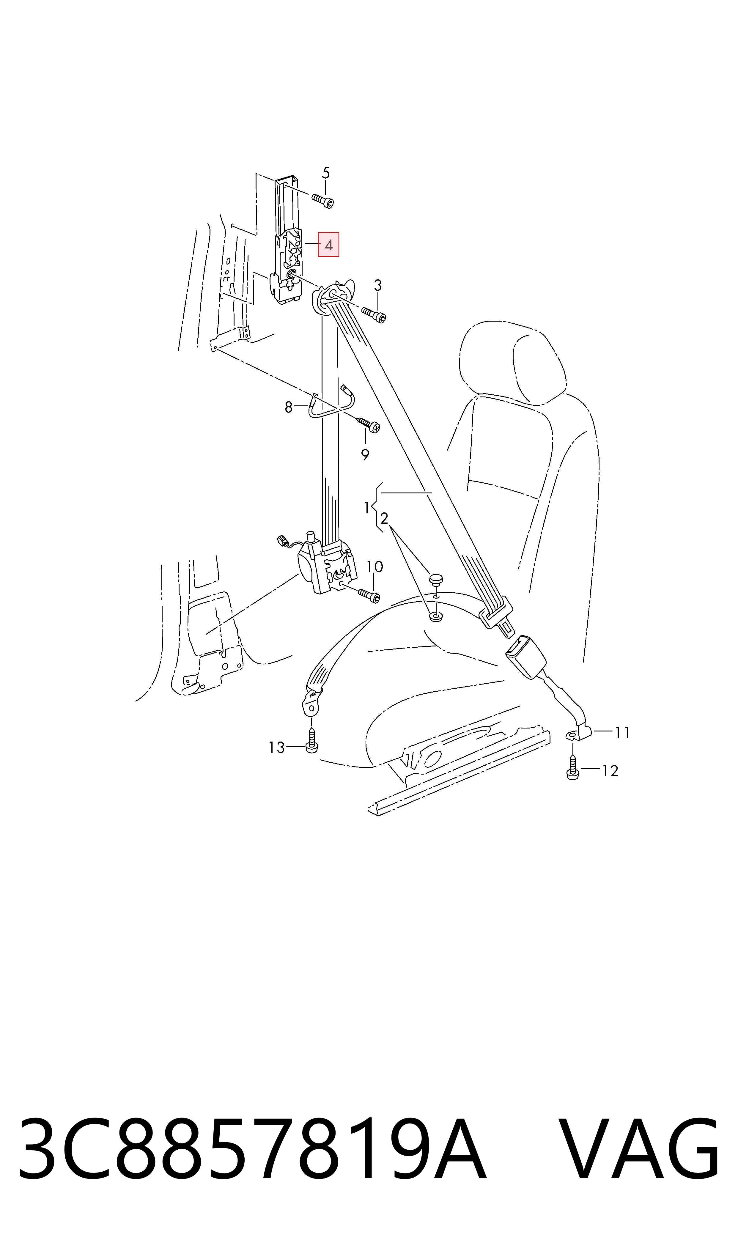 Guía de cinturón de seguridad VAG 3C8857819A precio, desde 37,61 EUR