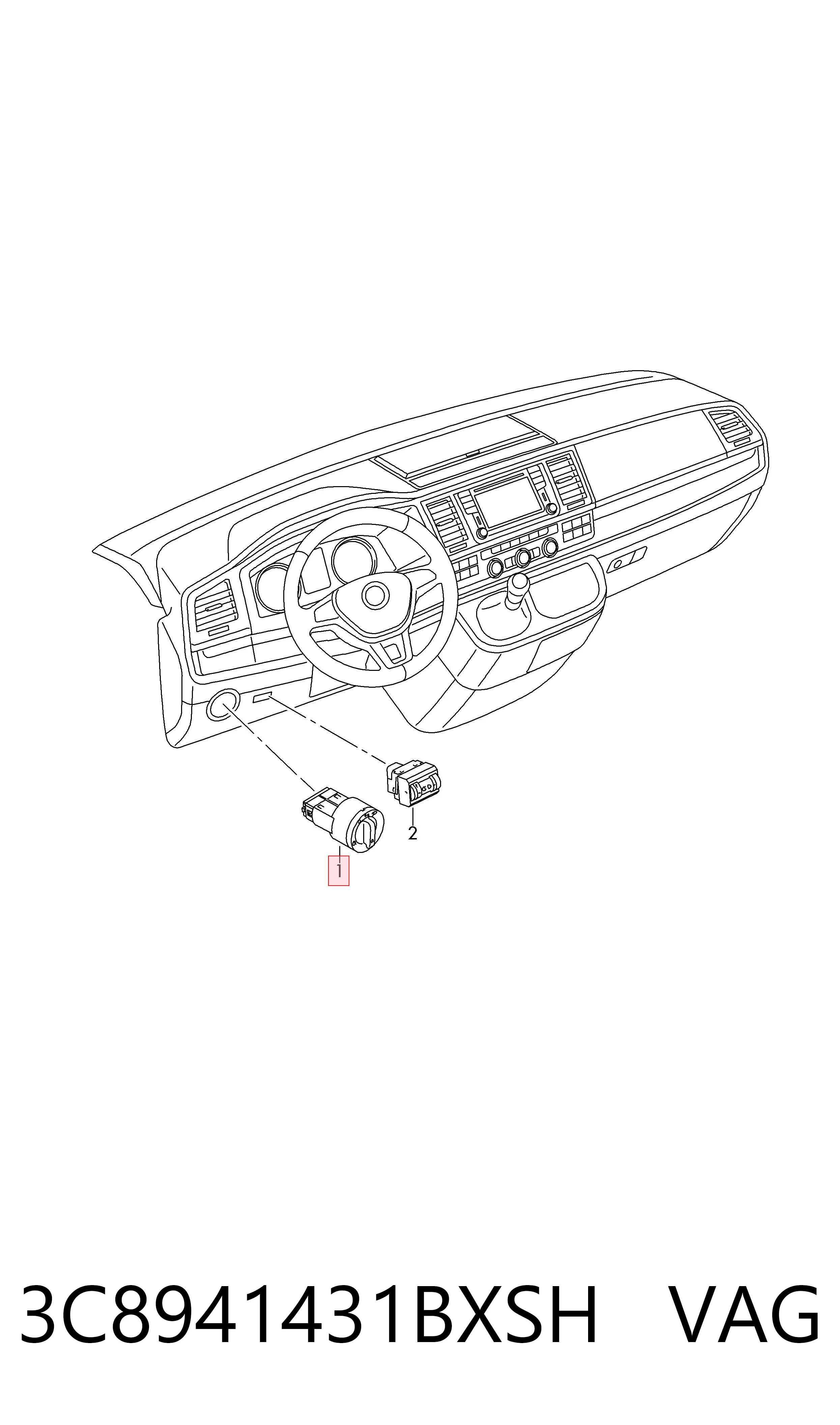 Interruptor de luces en el tablero VAG 3C8941431BXSH precio, desde 21,91 EUR