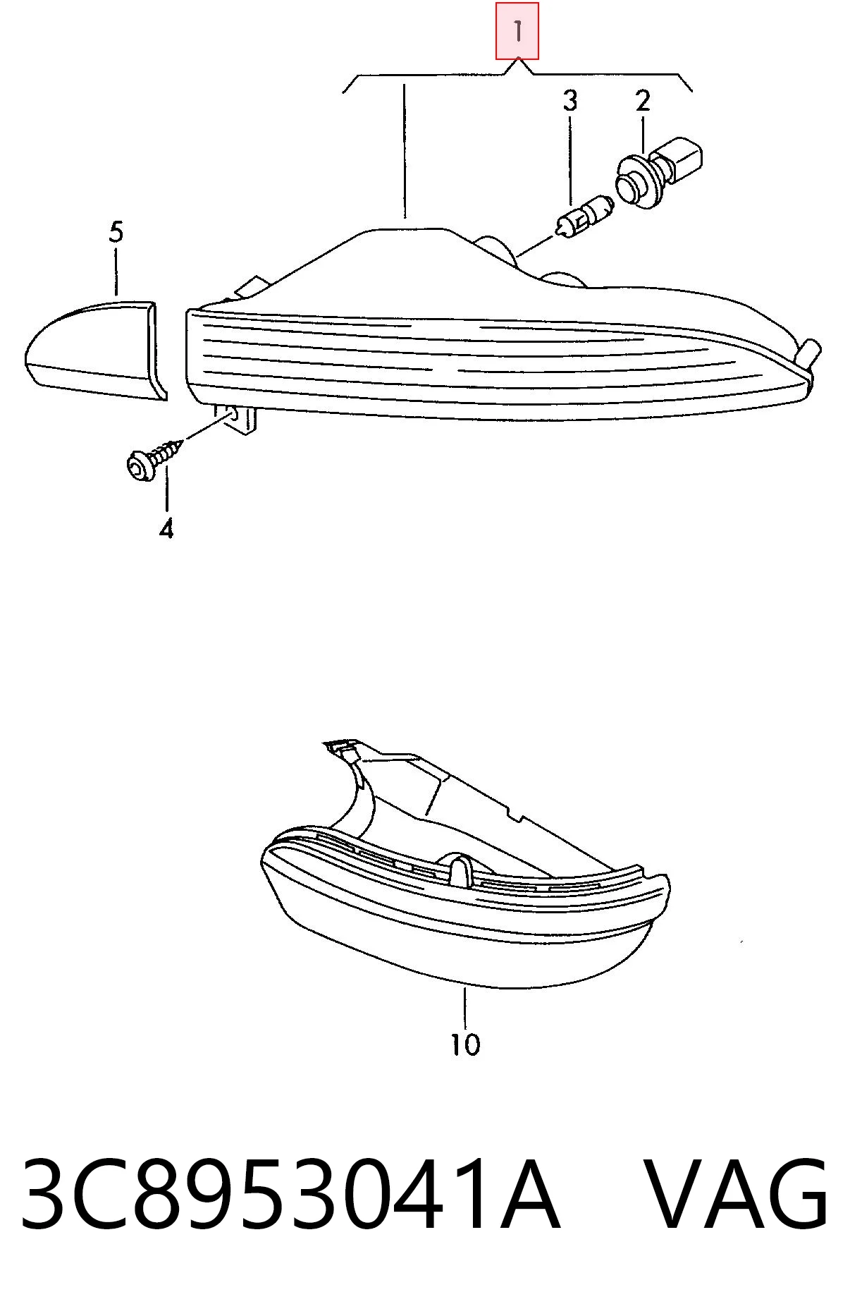 3C8953041A VAG Intermitente izquierdo