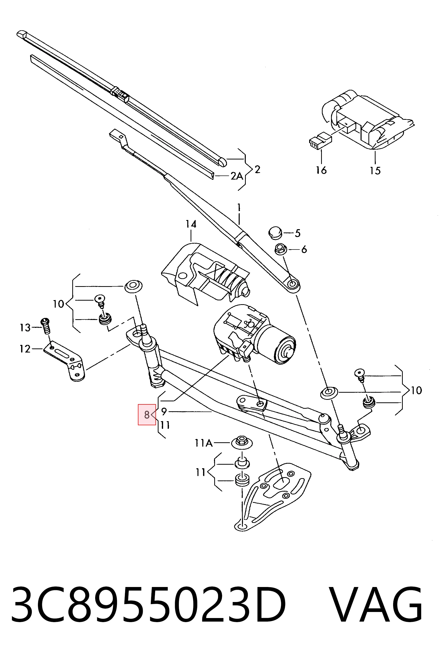 Varillaje de limpiaparabrisas para Volkswagen Passat CC B6 357