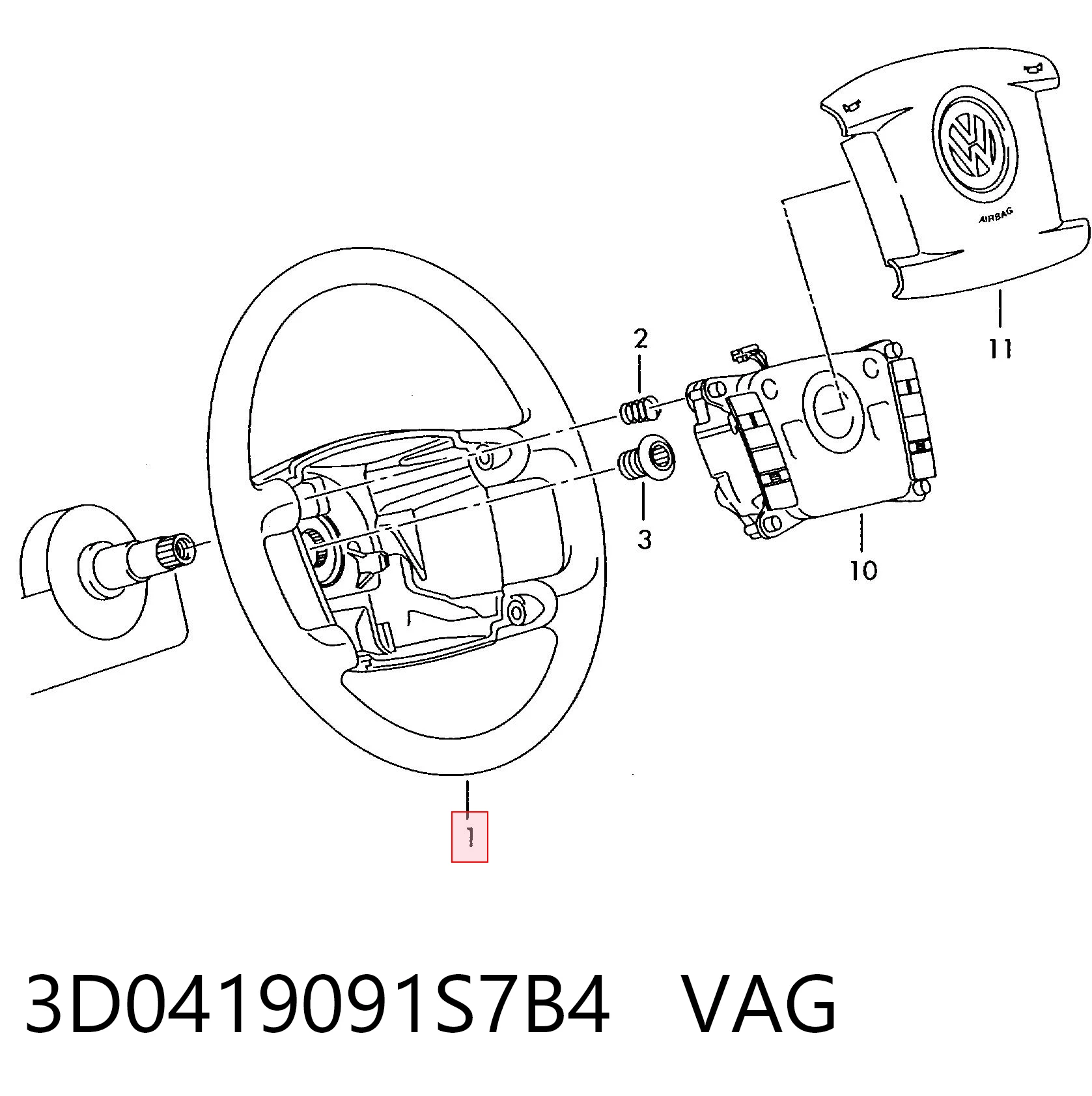 Volante para Volkswagen Touareg 7LA, 7L6, 7L7