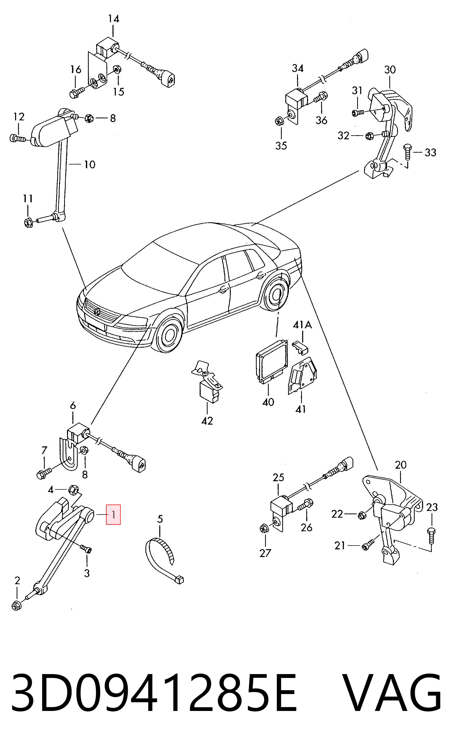 3D0941285E VAG Sensor de nivel de carrocería delantero izquierdo