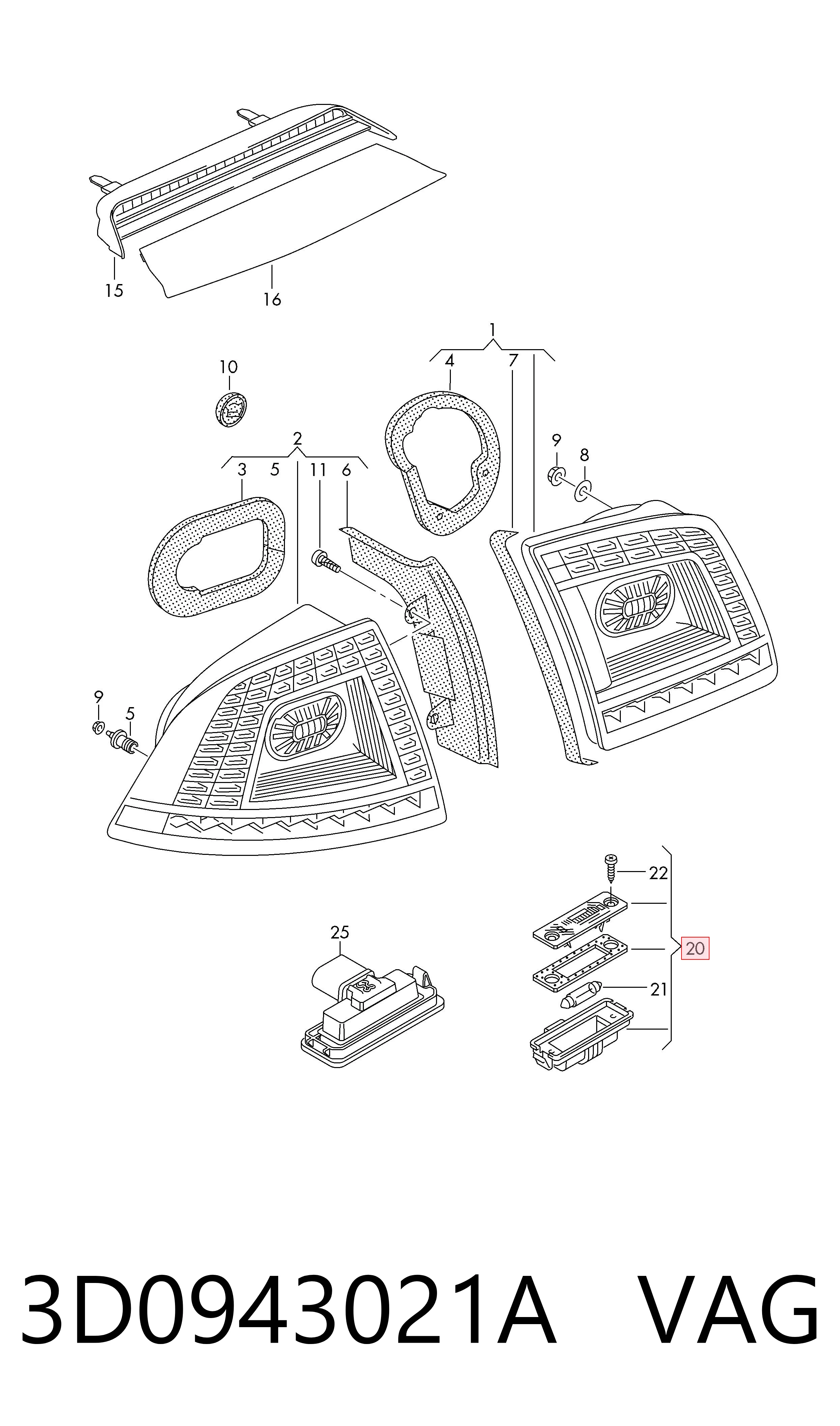 Lampara de matricula VAG 3D0943021A precio, desde 12,48 EUR