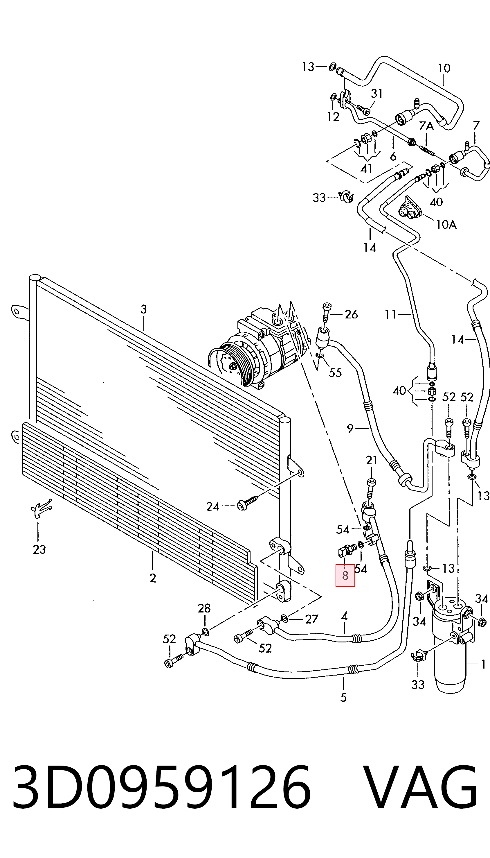 Sensor de presión absoluta del aire acondicionado 3D0959126 VAG