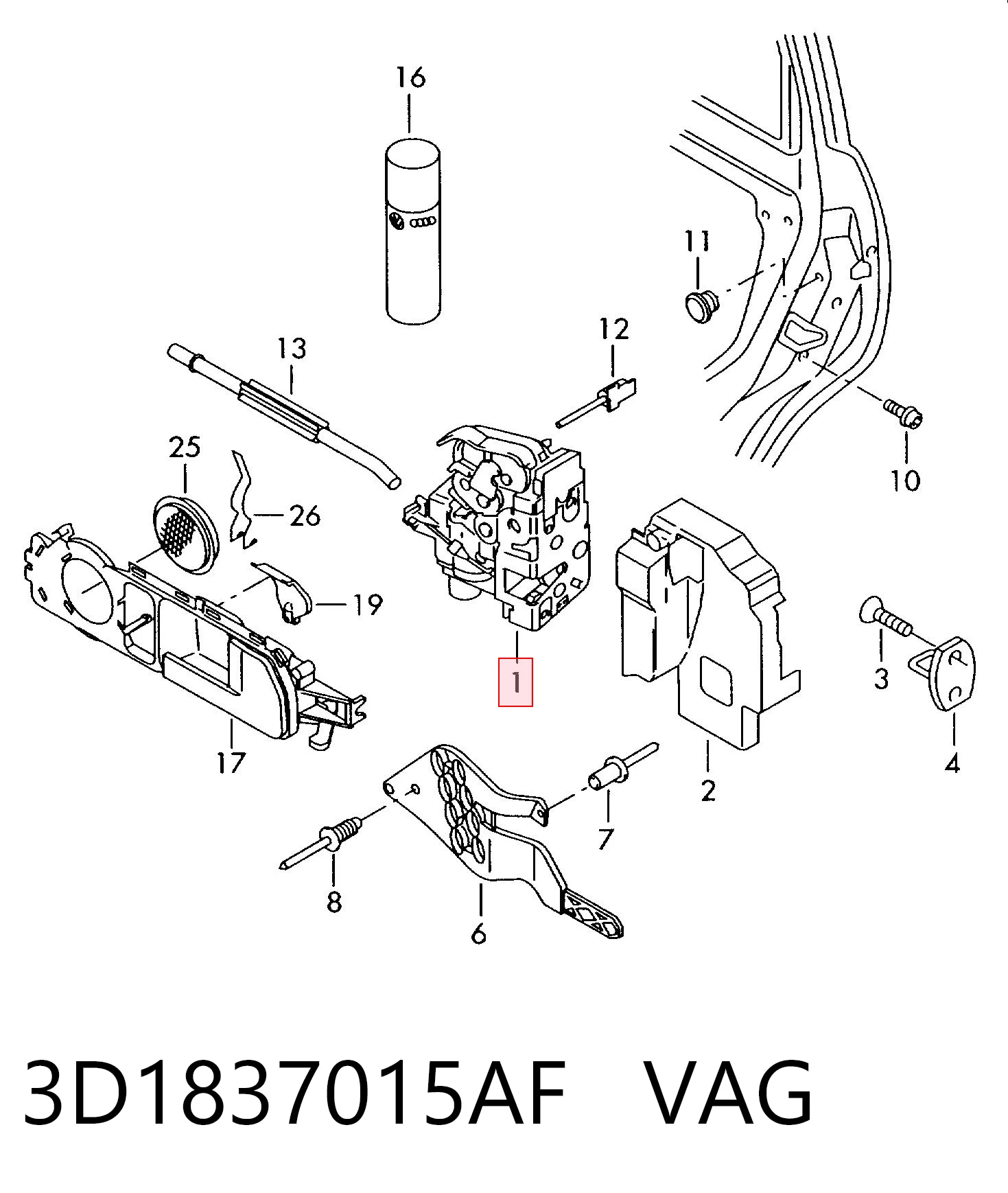 3D1837015AF VAG Cerradura de puerta