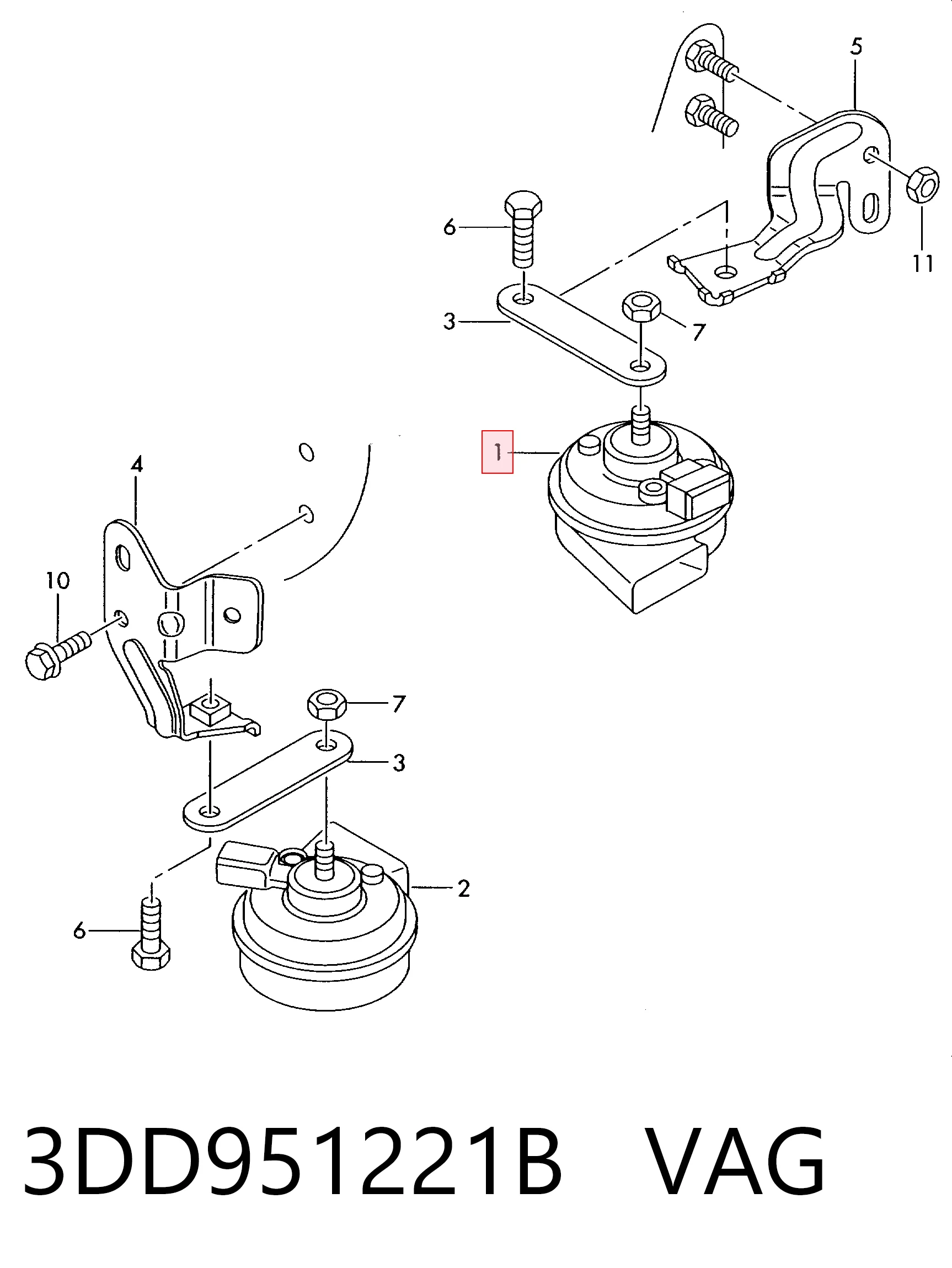Claxon VAG 3DD951221B precio, desde 31,94 EUR