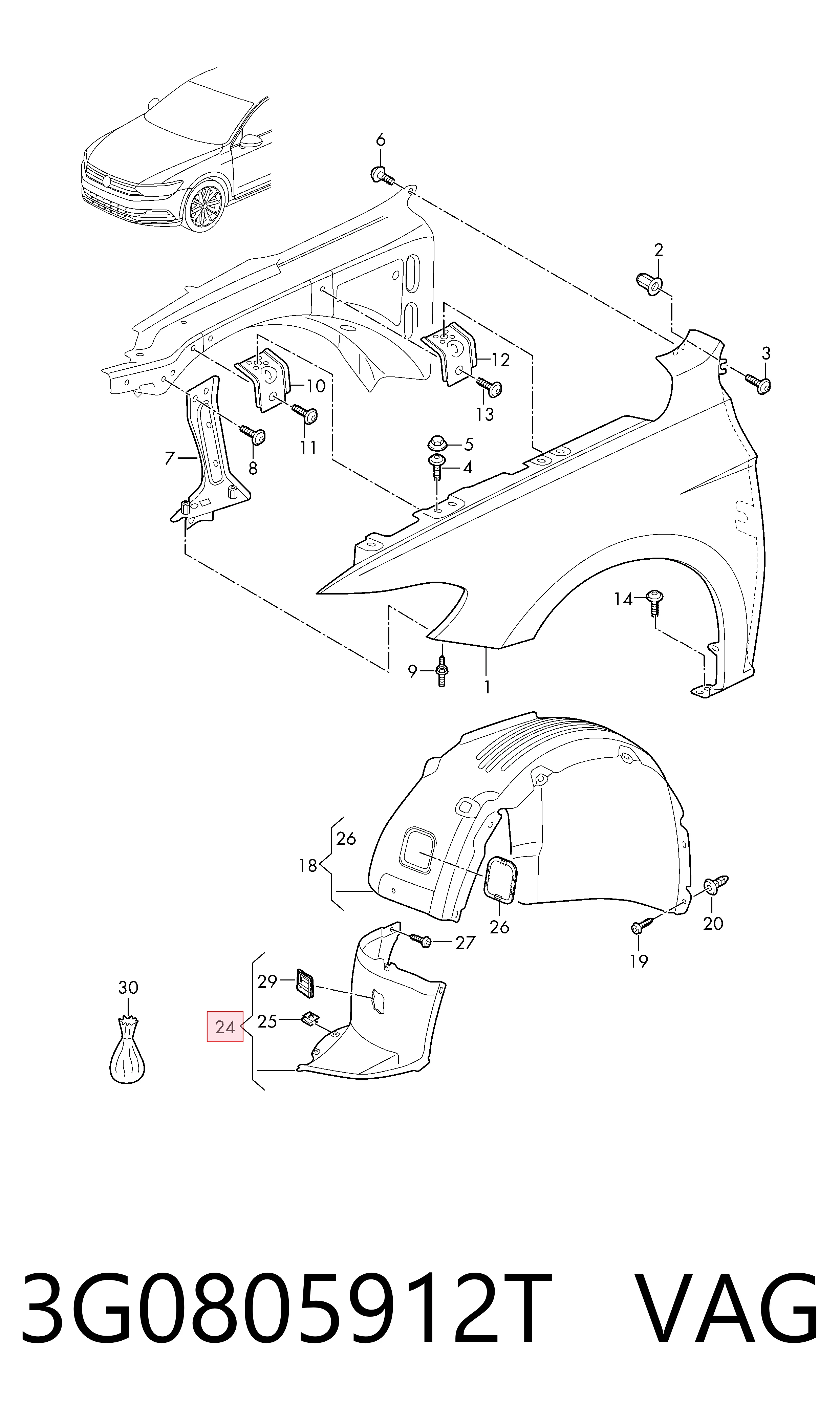 Comprar 3G0805912T VAG Guardalodos interior delantero derecho