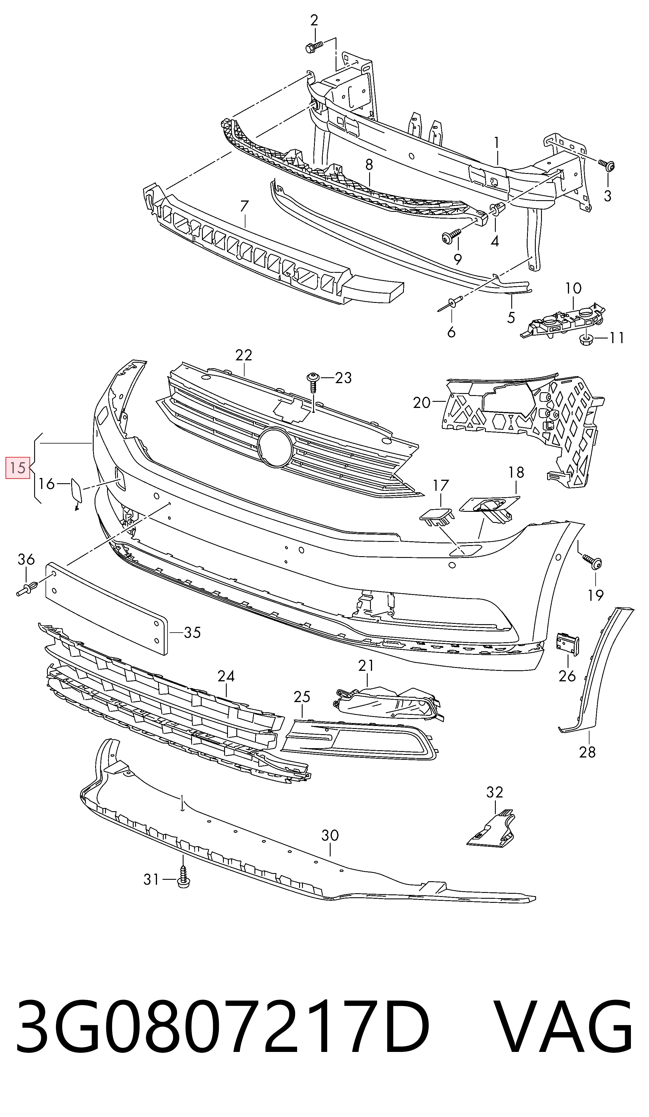 3G0807217D VAG Paragolpes delantero