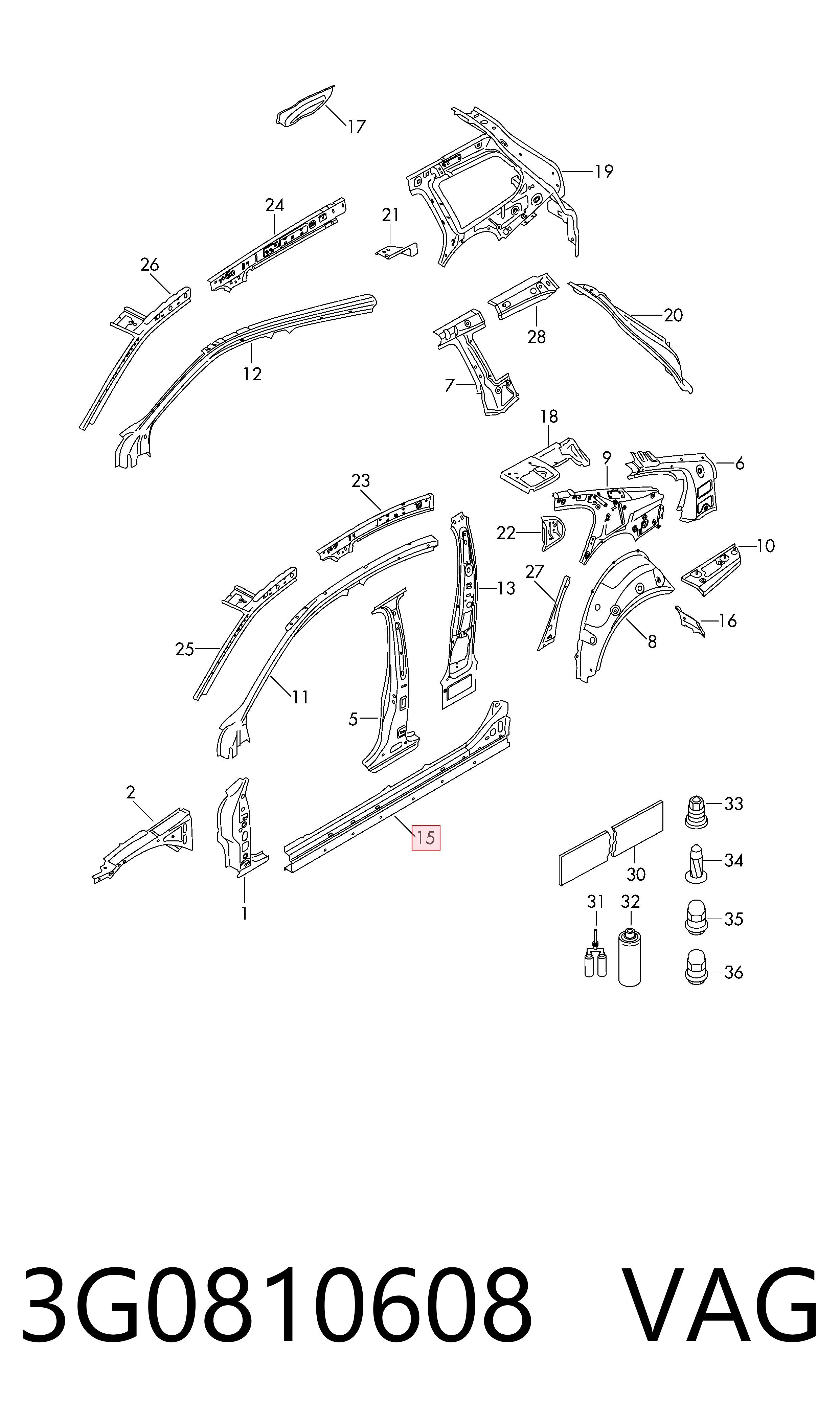 Comprar Umbral exterior derecho Volkswagen Passat  3G2, CB2 a bajo precio