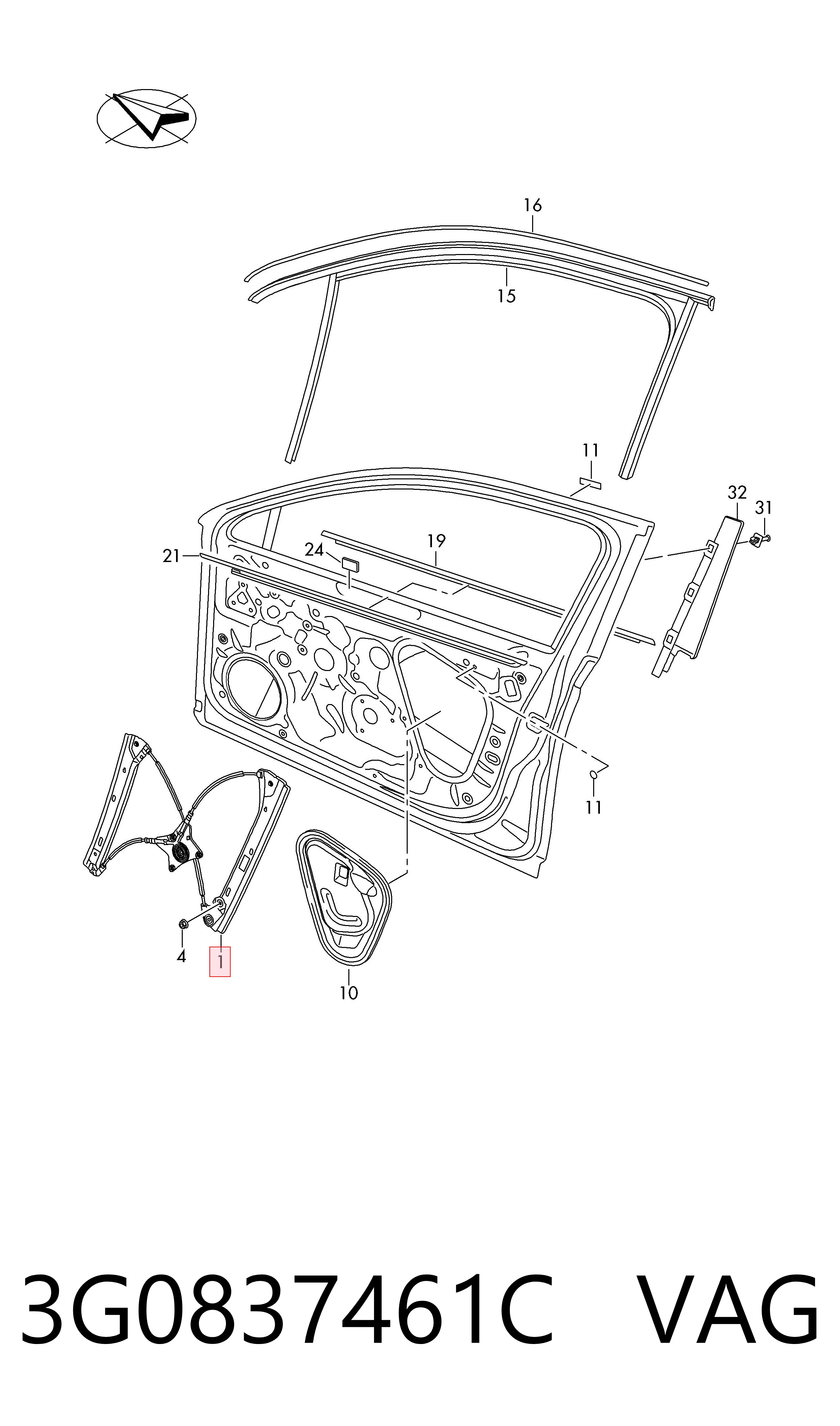 3G0837461C VAG Elevalunas