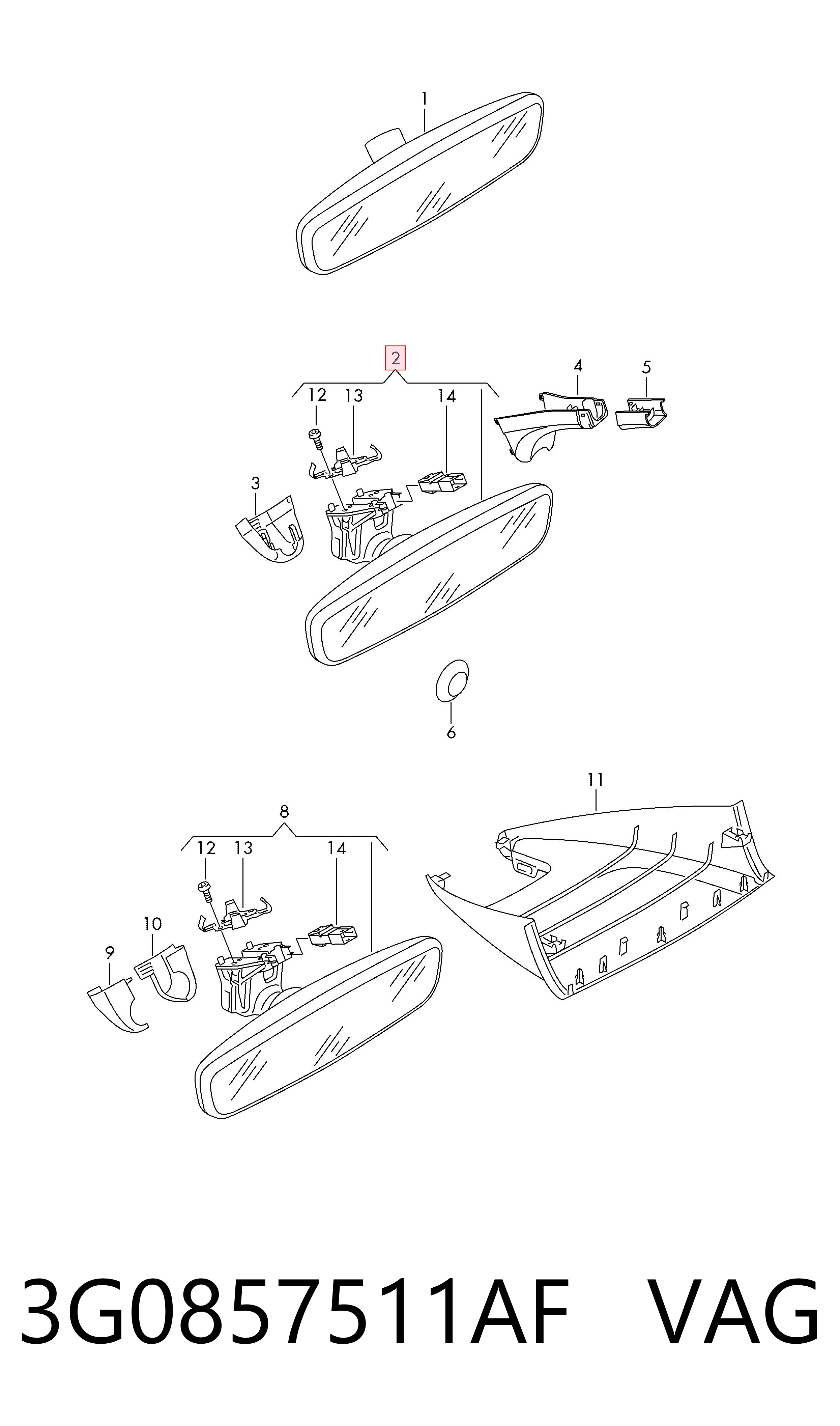 Espejo interno para Skoda Octavia IV (NX3, NN3, PV3)