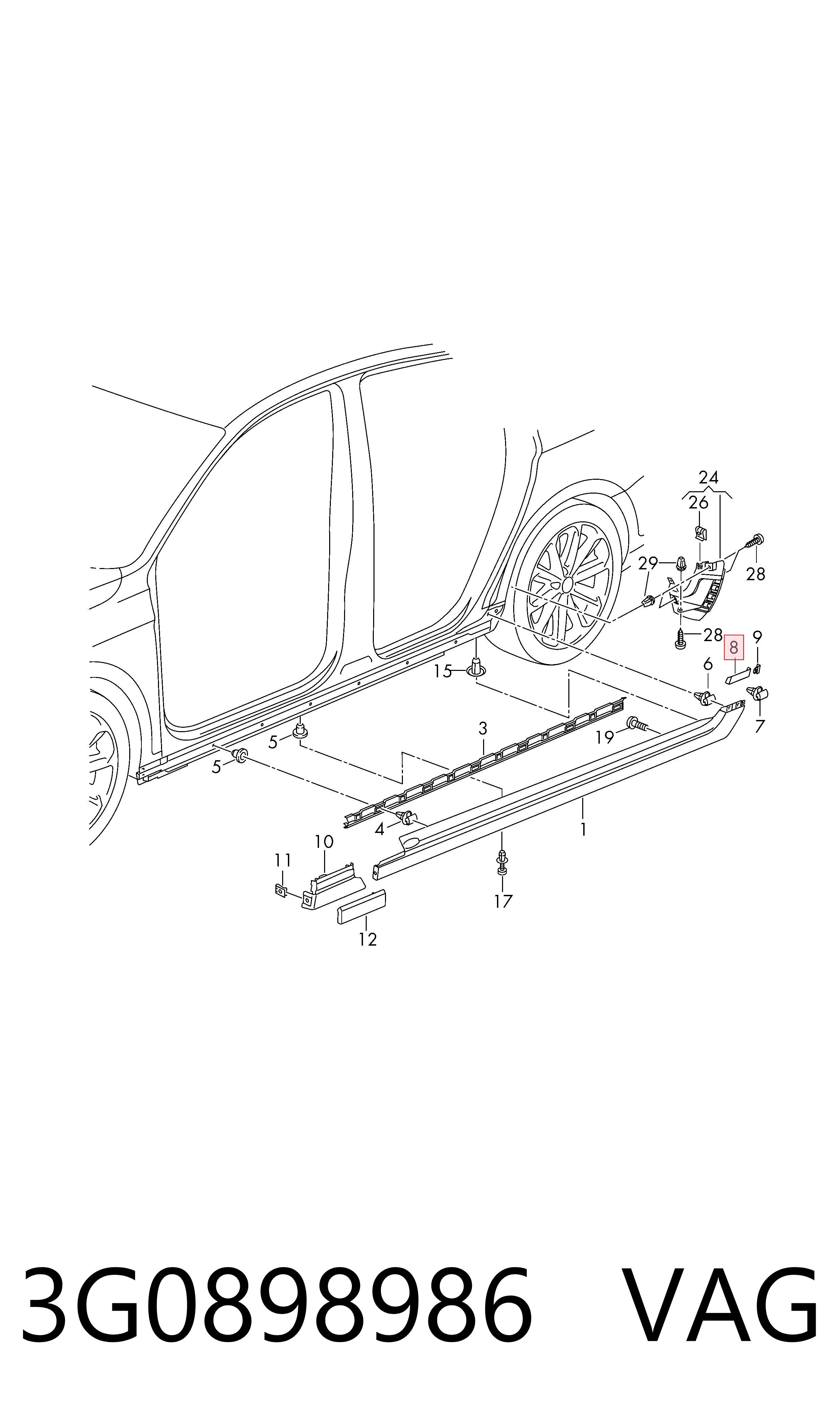 3G0898986 VAG Protector, paragolpes