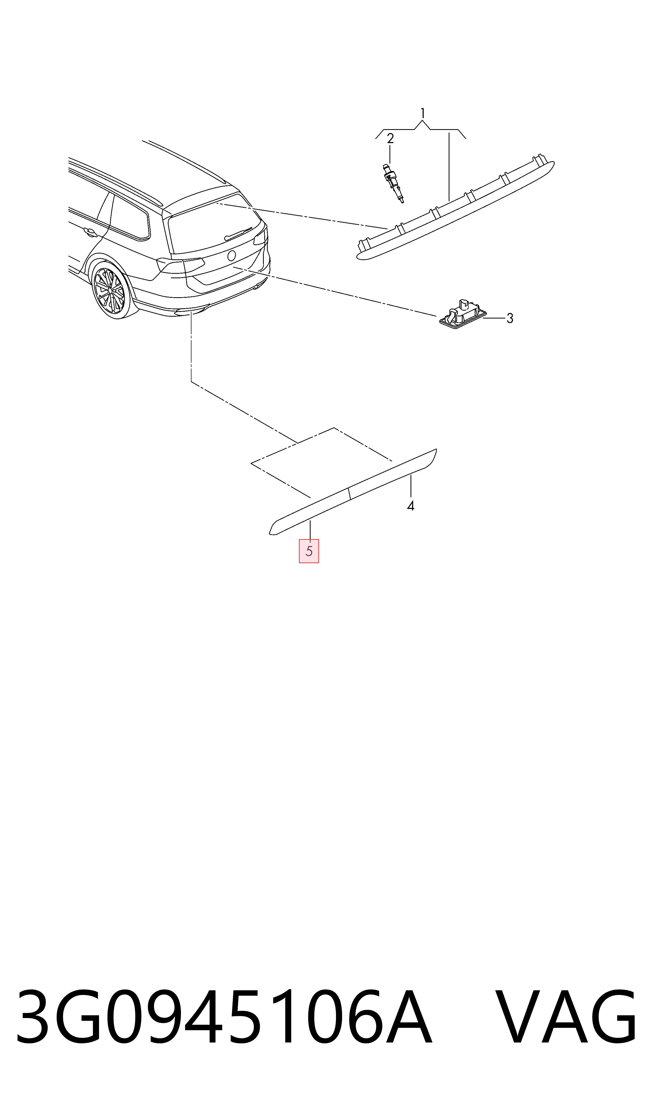 3G0945106A VAG Reflector, trasero, derecho