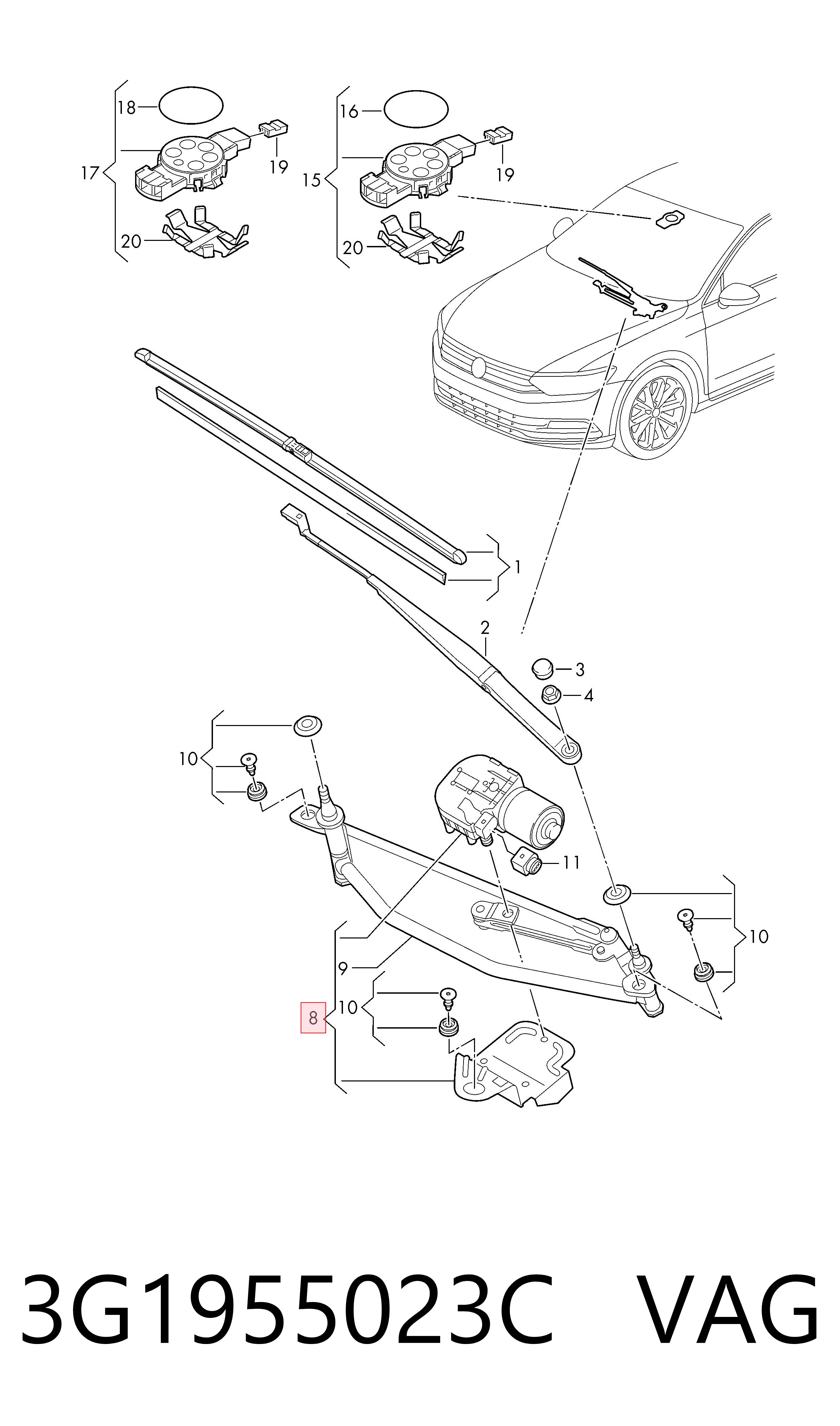 Comprar Trapezio del limpiaparabrisas Volkswagen Passat 3G5, CB5 a bajo precio