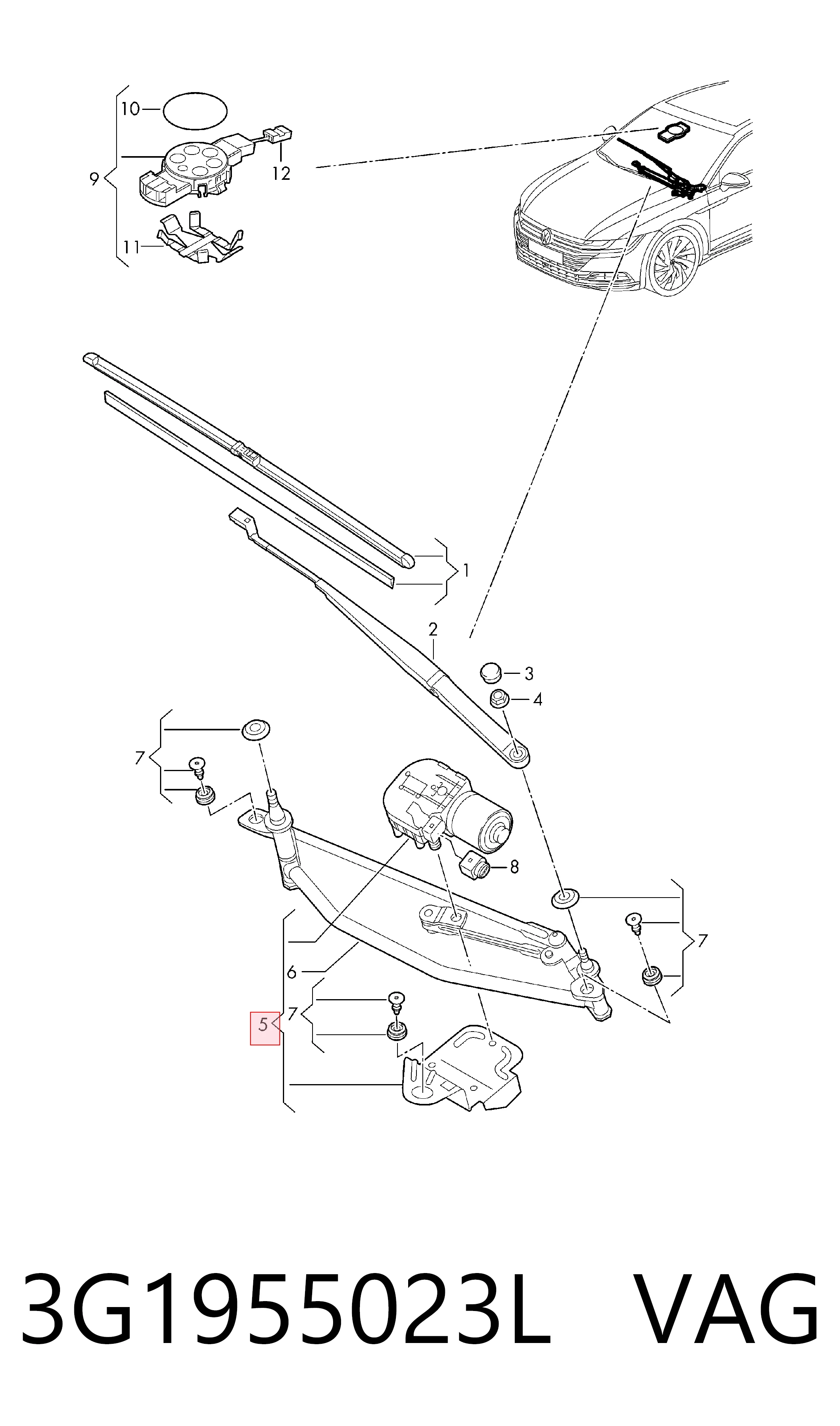 Varillaje de limpiaparabrisas para Volkswagen Passat ALLTRACK B8 3G5, CB5