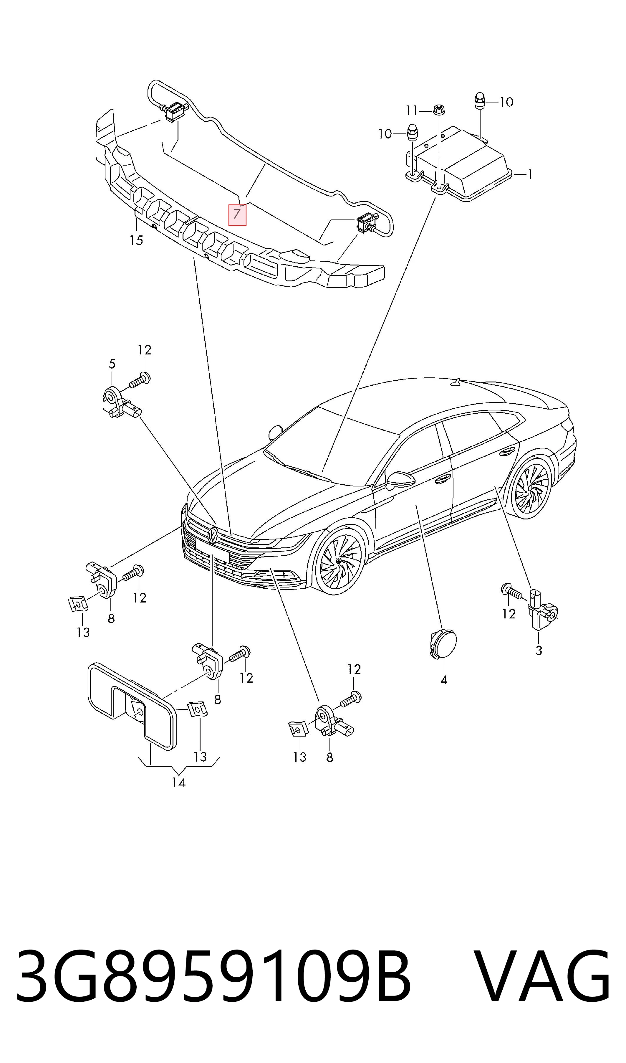 3G8959109B VAG Sensor de airbag delantero