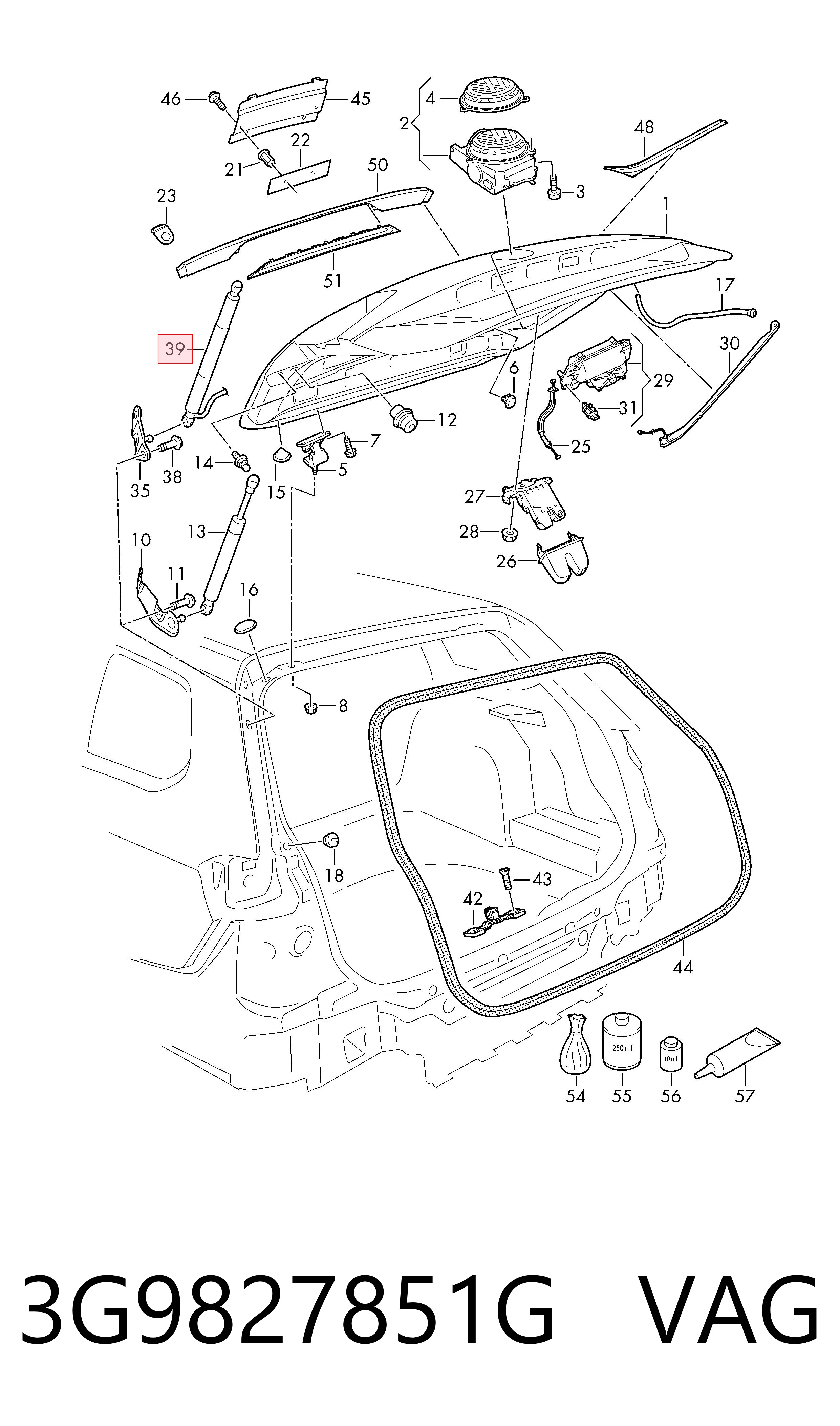 3G9827851G VAG Amortiguador de porton