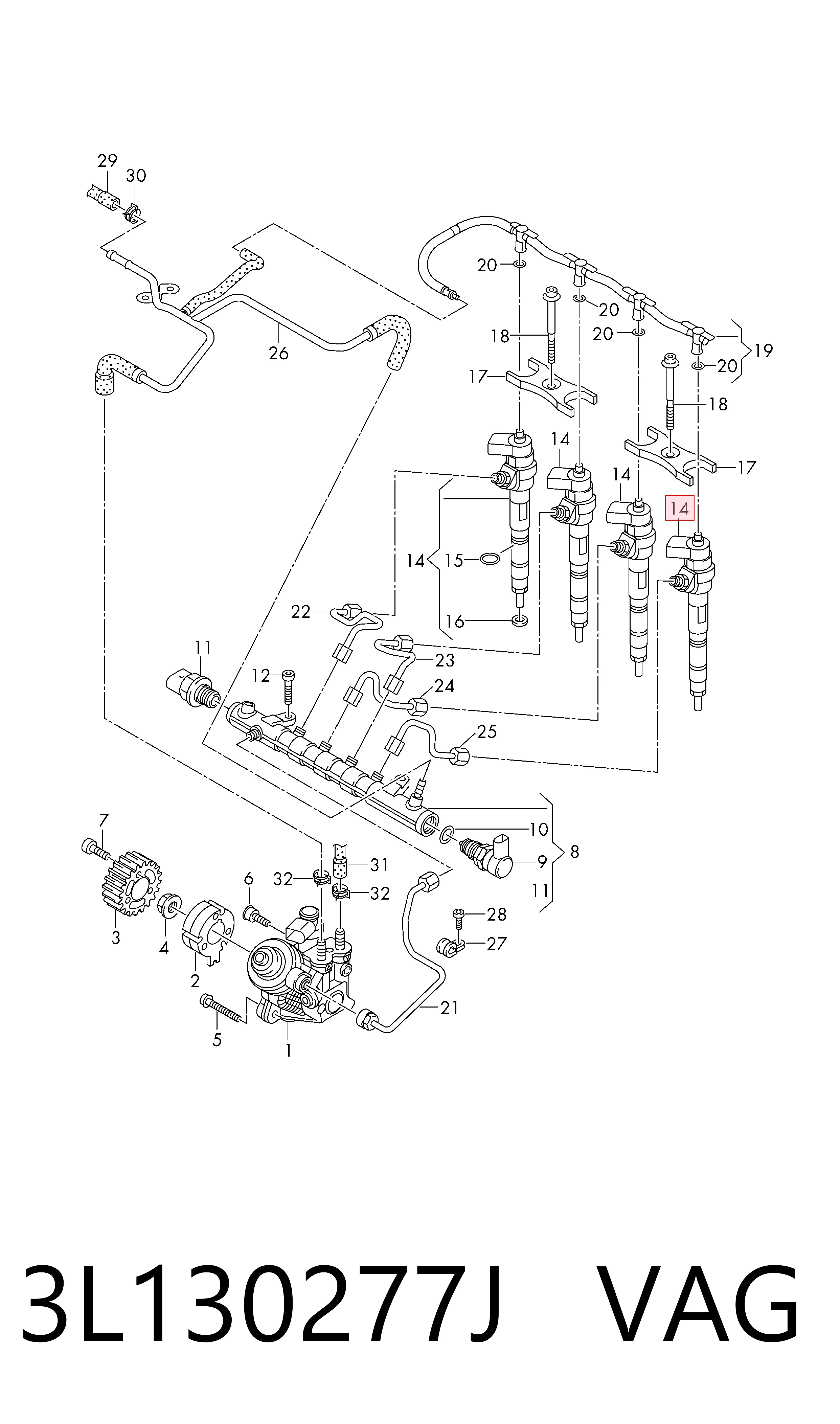 Inyector 3L130277J VAG