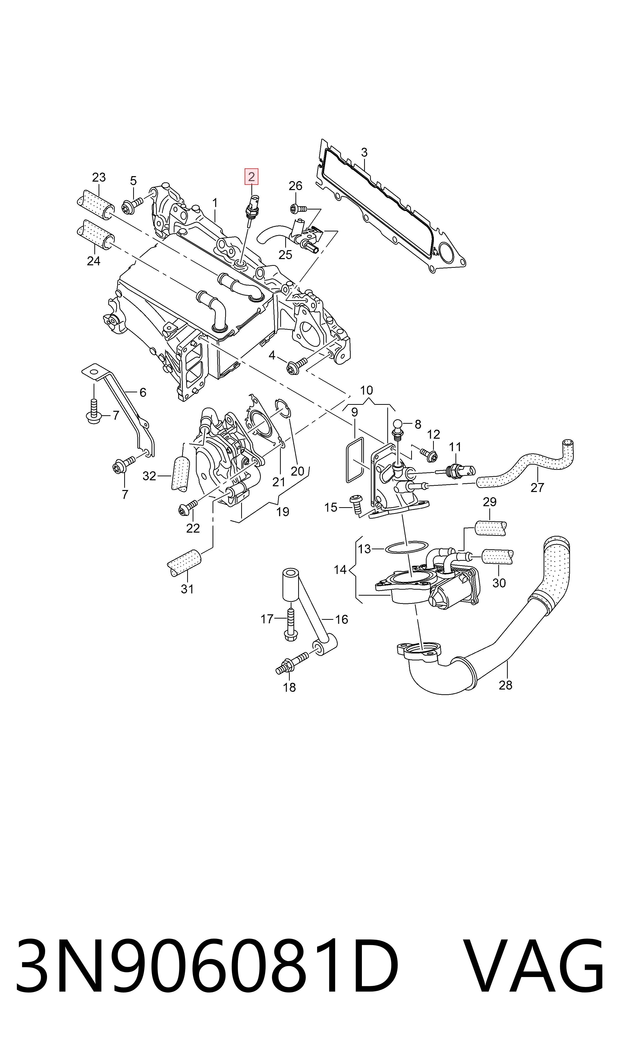 Sensor de temperatura del aire de admisión para Volkswagen Caddy SAB, SAJ