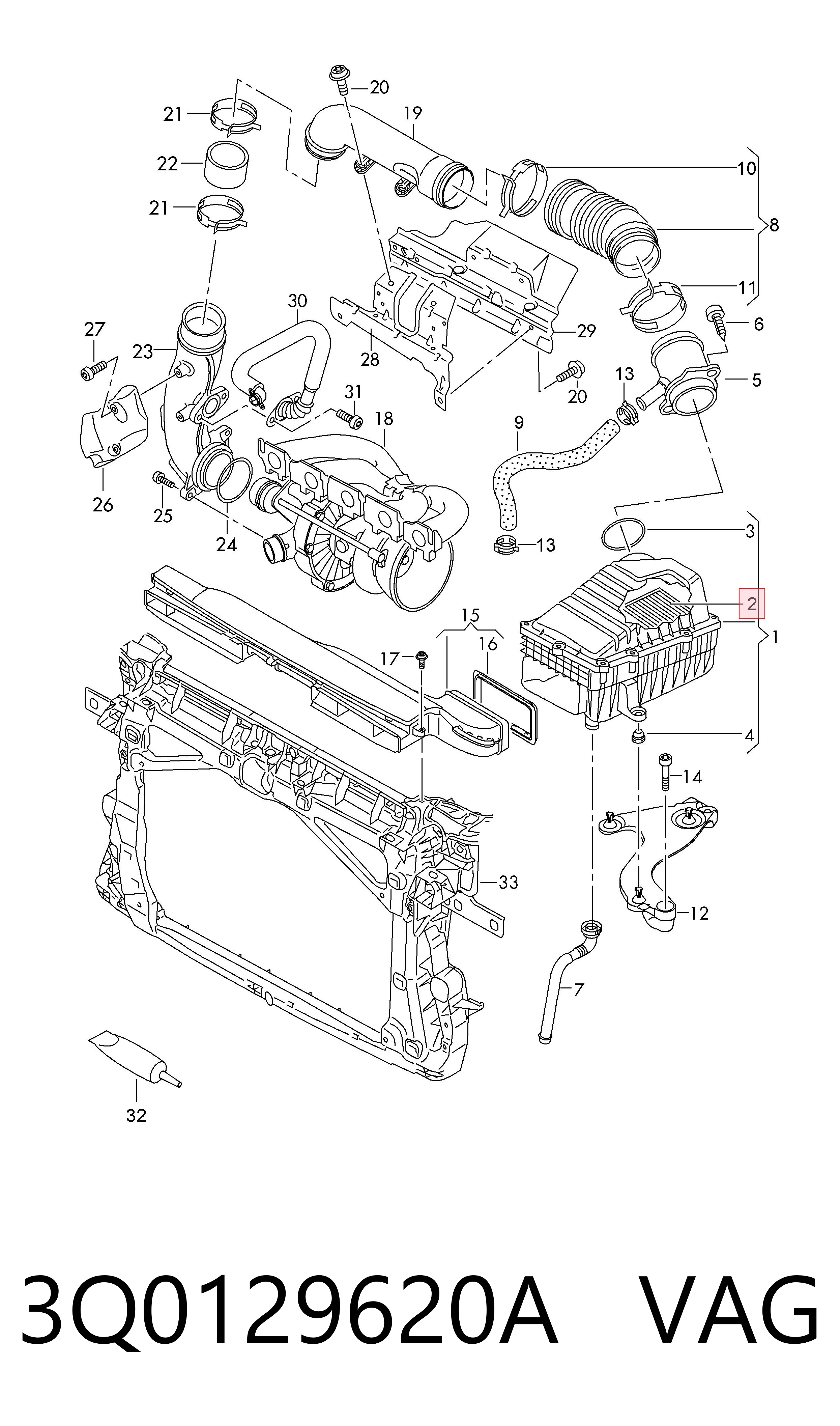 3Q0129620A VAG Filtro de aire de motor
