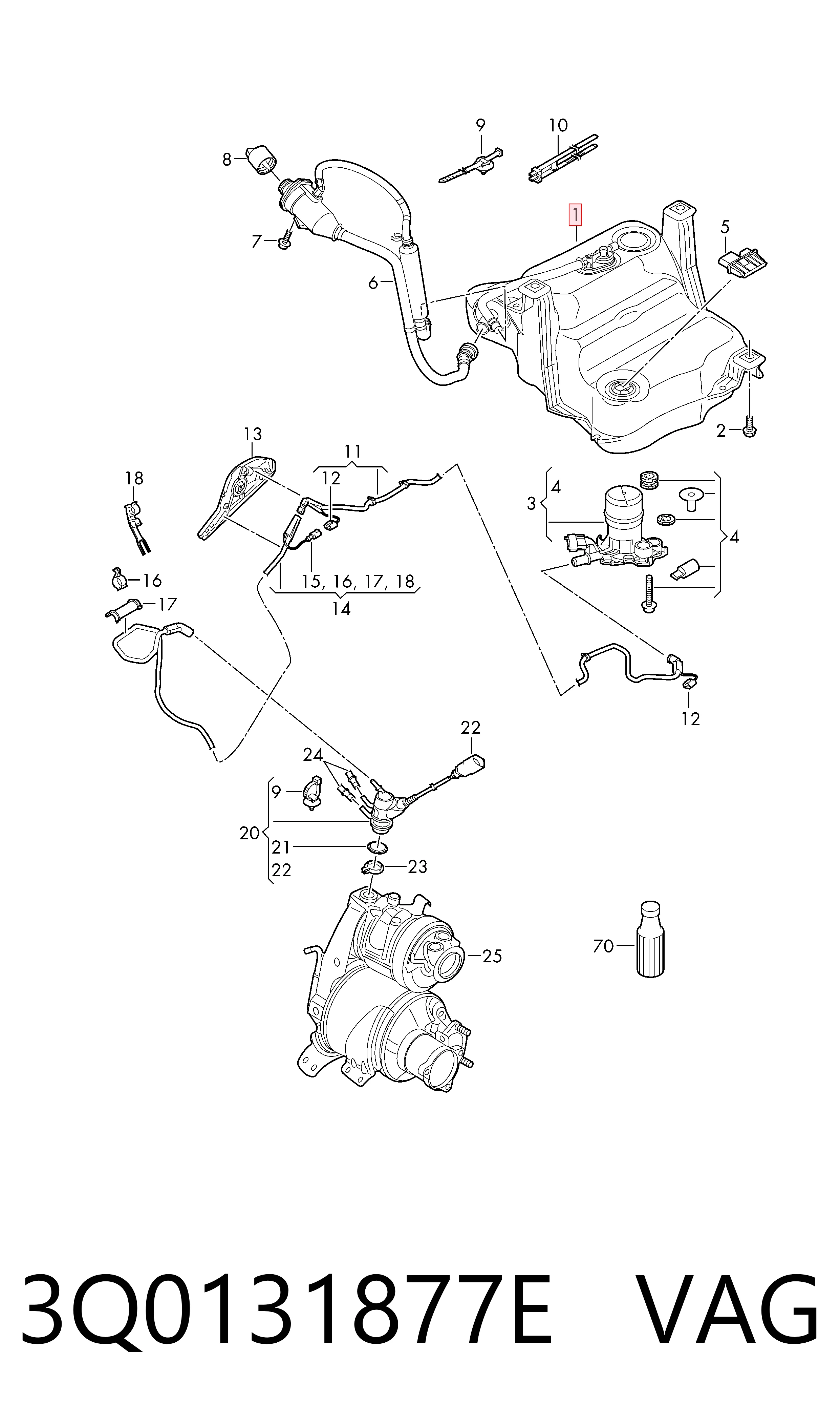 Deposito AdBlue para Volkswagen Passat 3G2, CB2