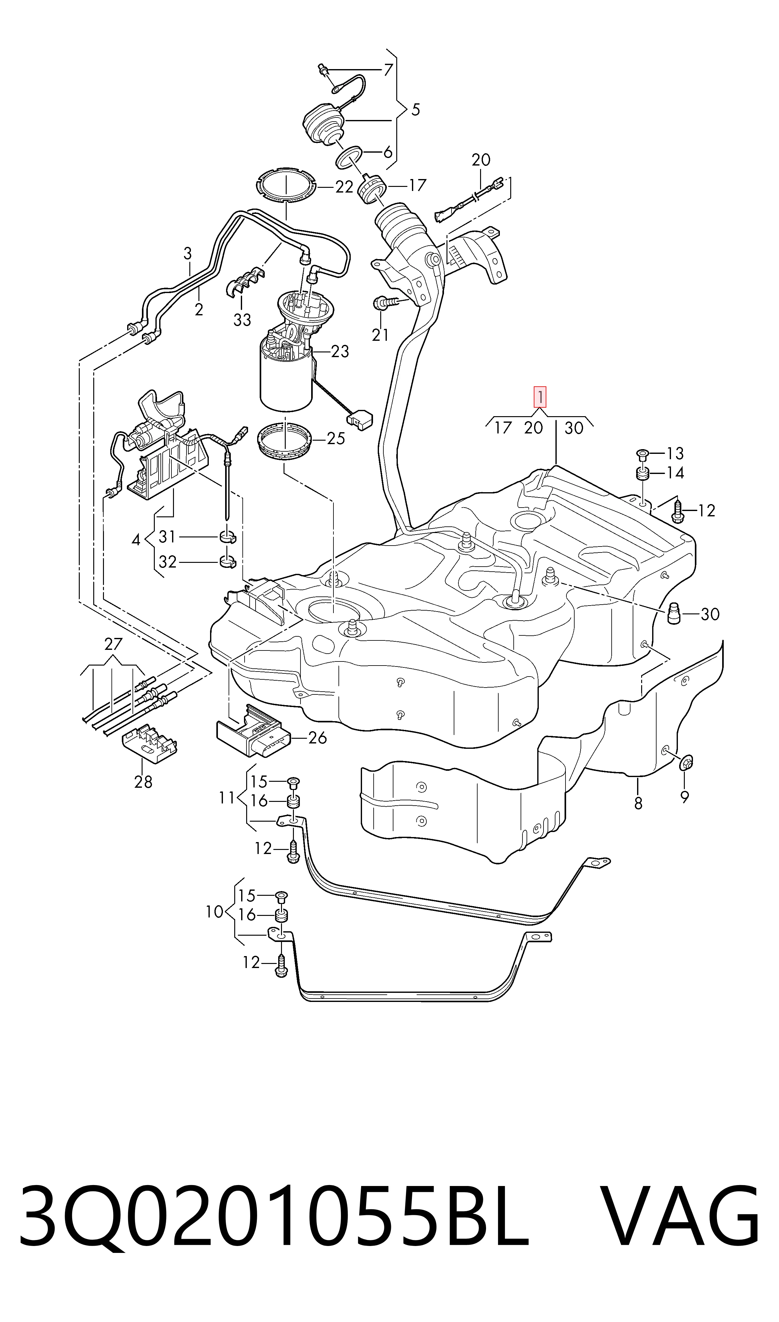 Tanque de combustible para Volkswagen Passat B8 3G2, CB2