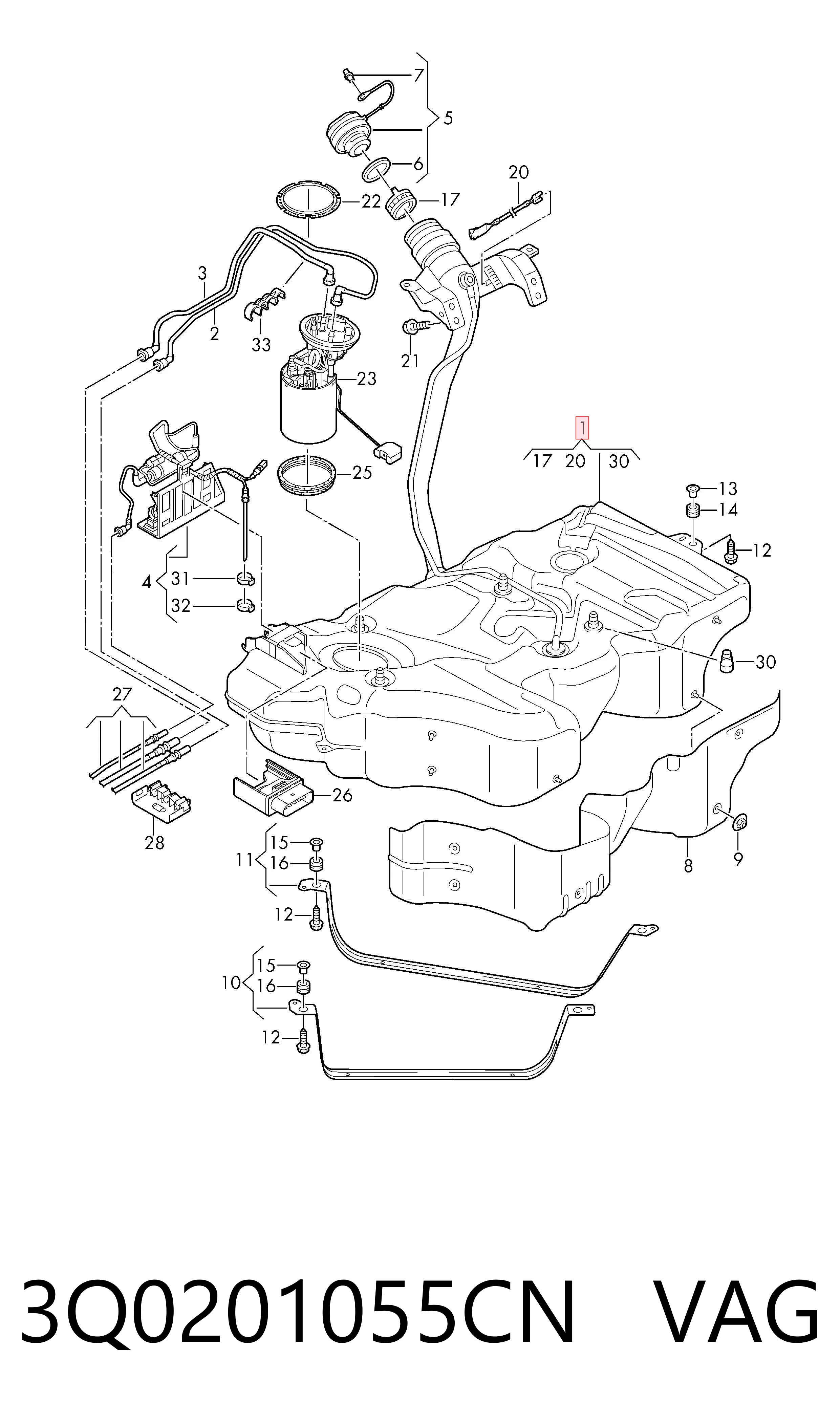 Tanque de combustible Volkswagen Passat  (2014-2026)