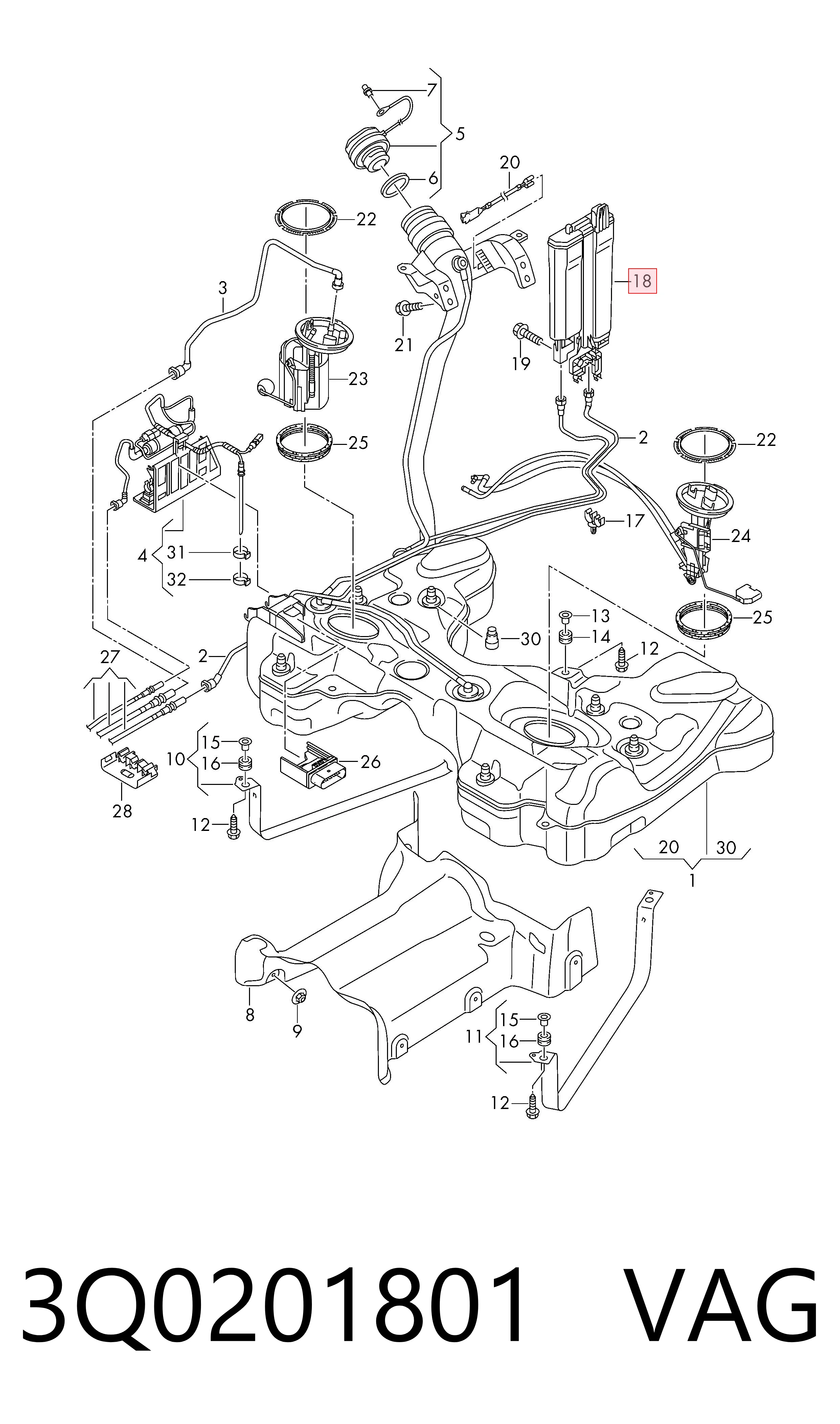 Absorbedor de vapores de combustible 3Q0201801 VAG
