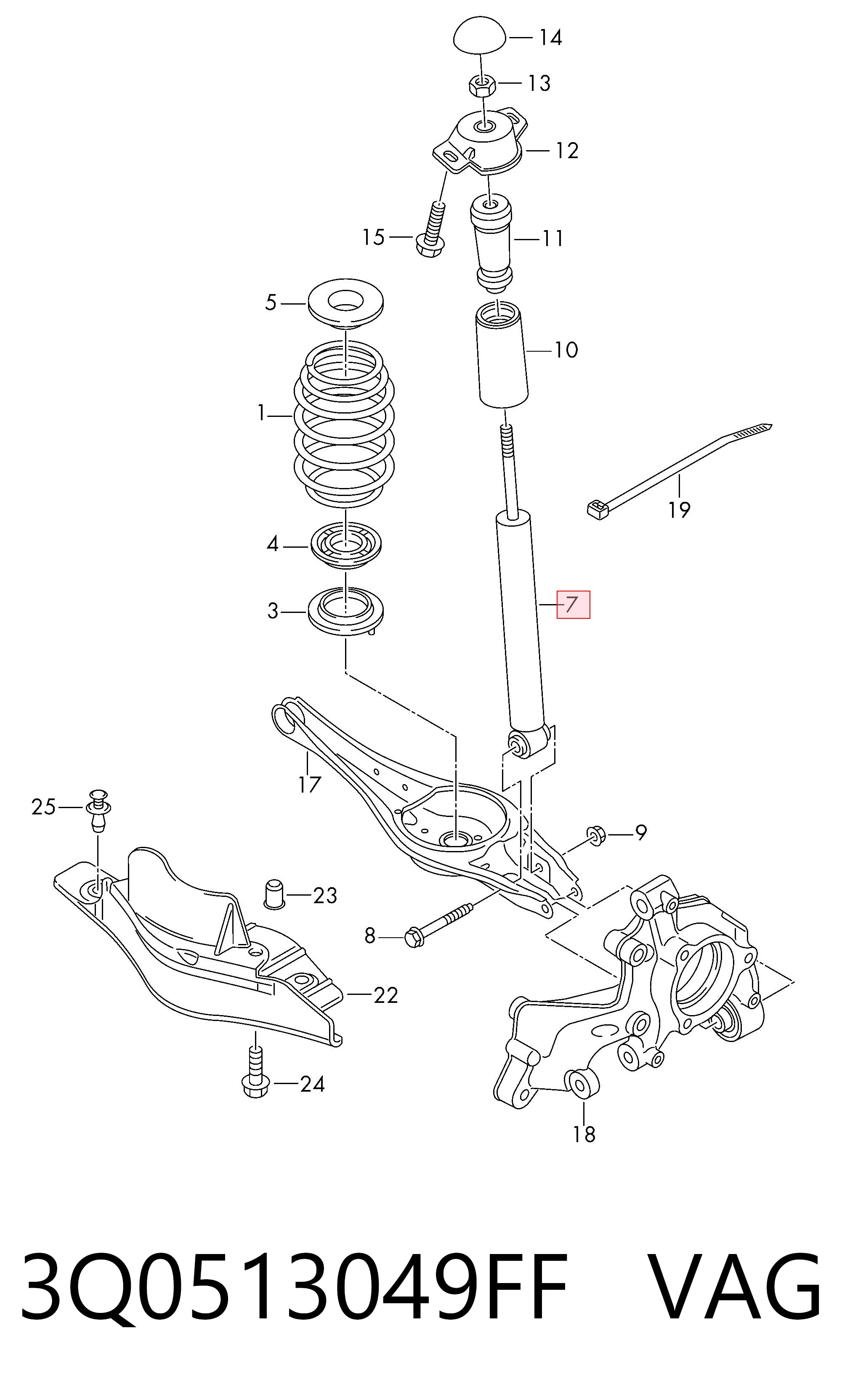 Amortiguador trasero para Audi Q2 GAB, GAG