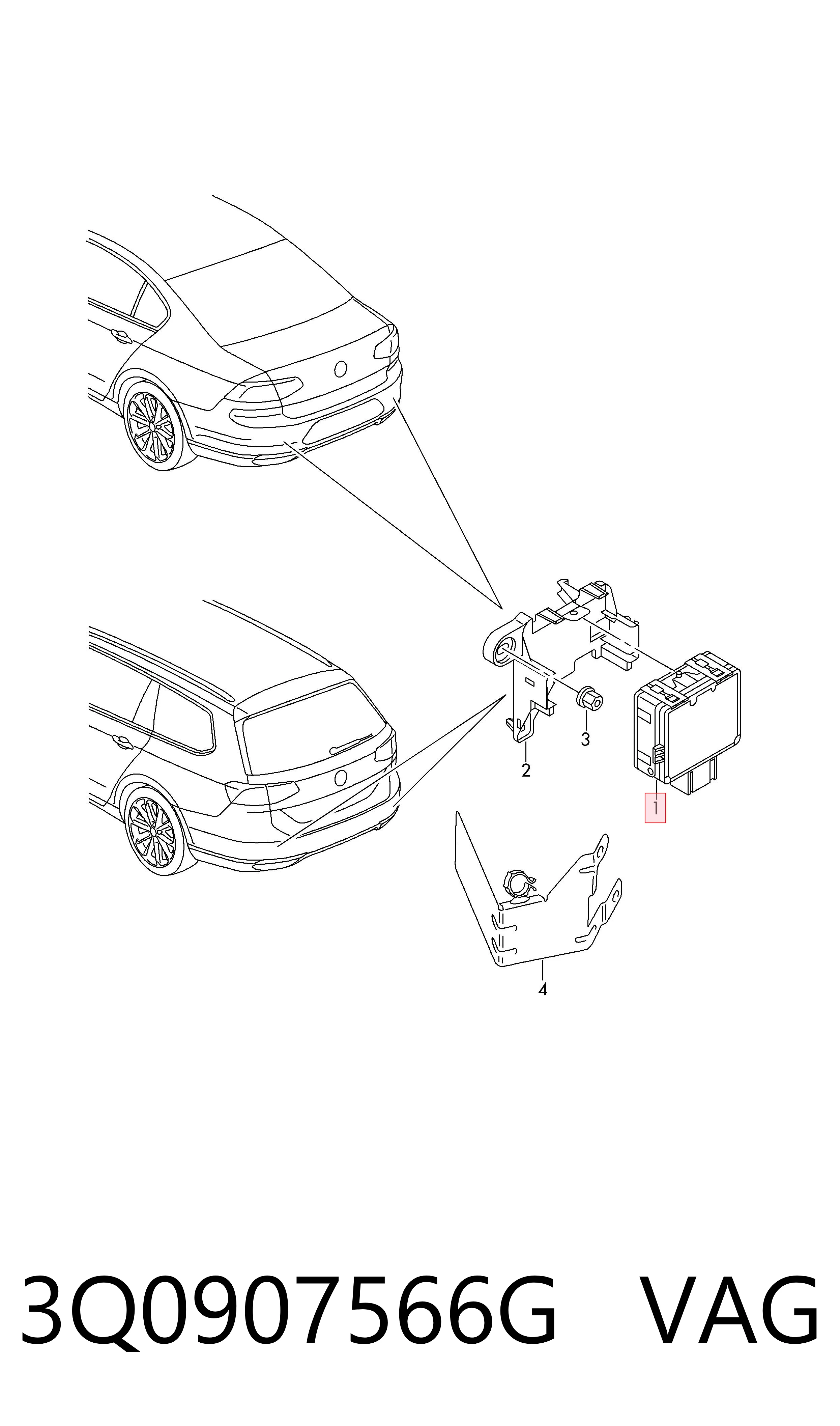 Sensor de ángulo muerto trasero VAG 3Q0907566G precio, desde 207,64 EUR