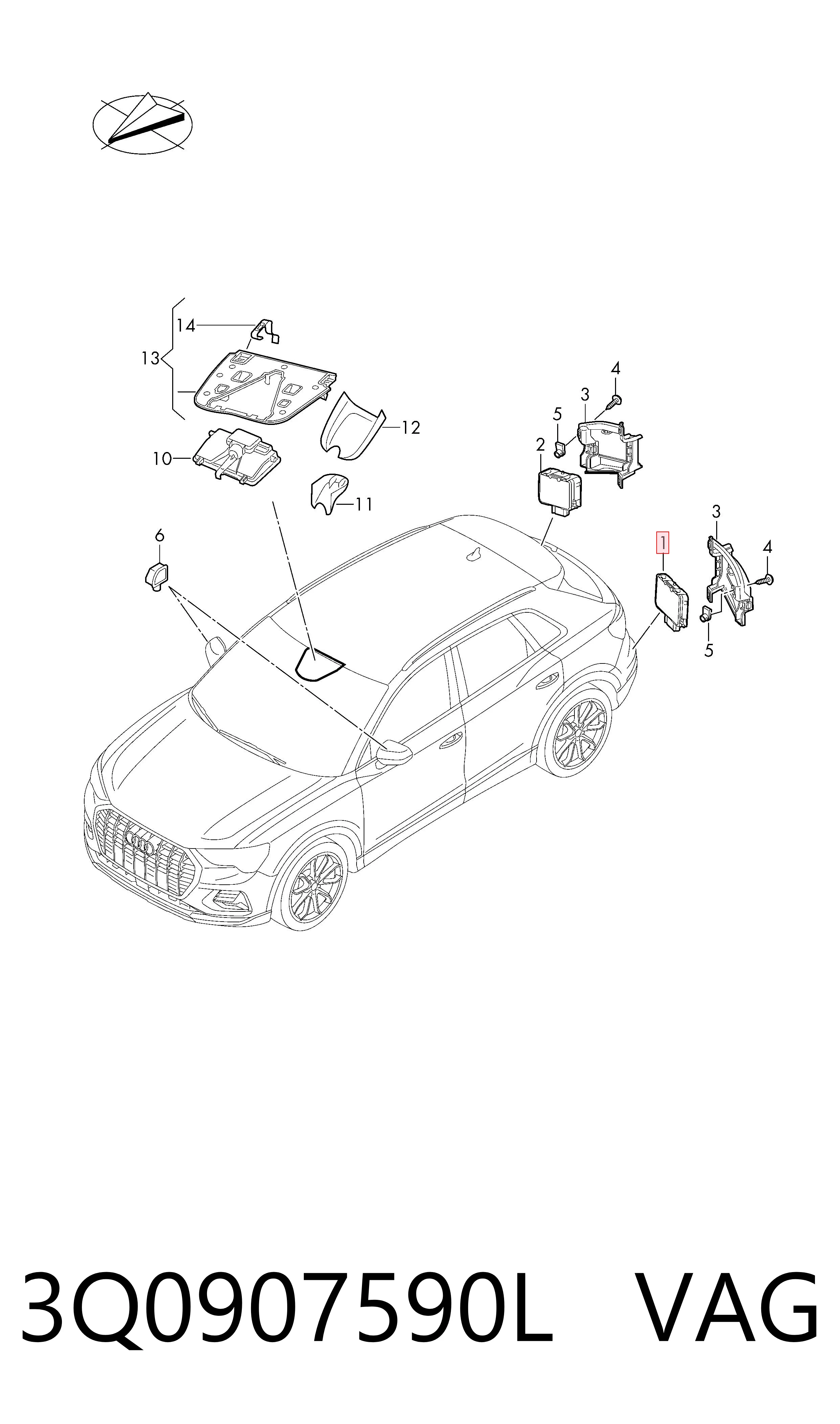 3Q0907590L VAG Sensor de ángulo muerto trasero
