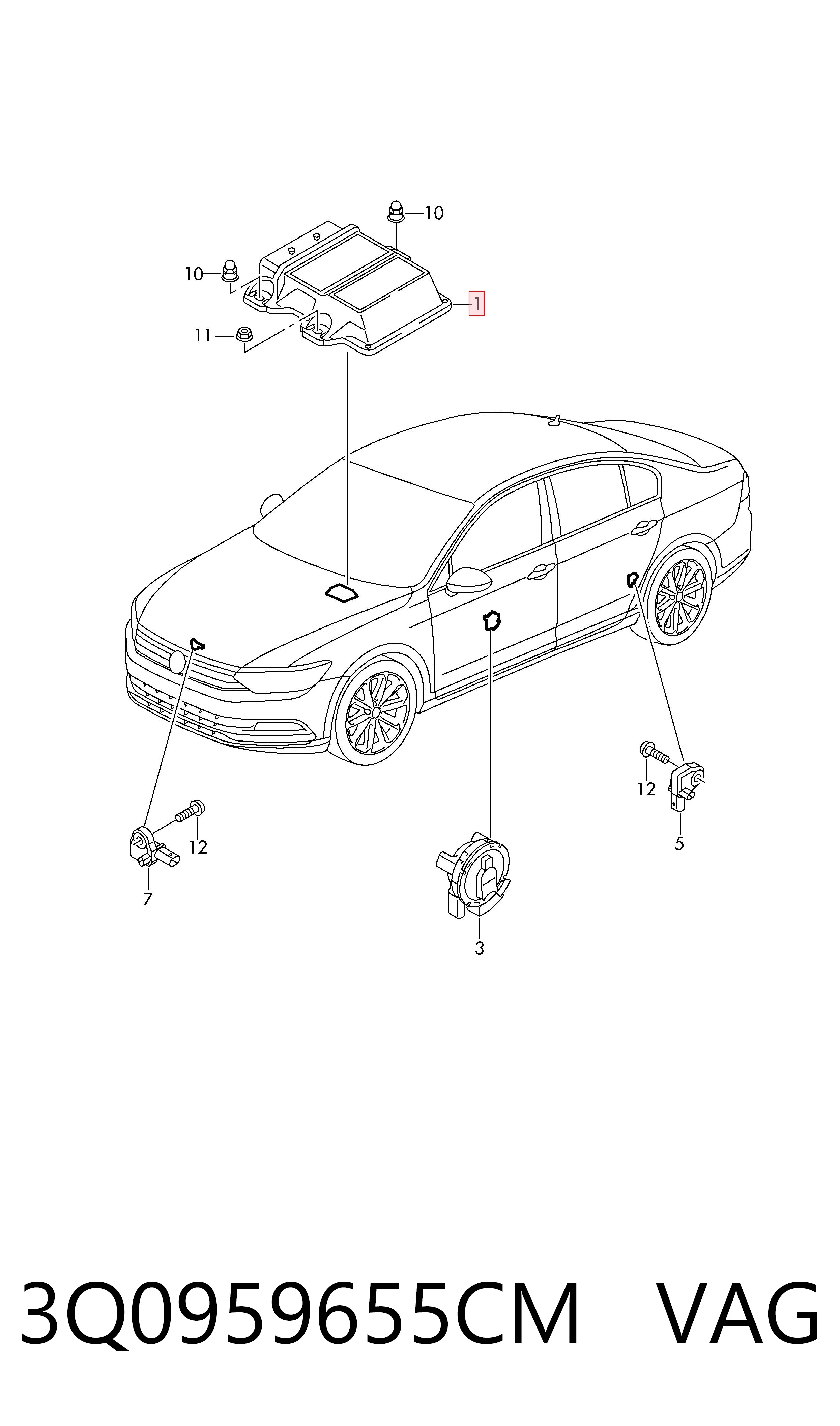 3Q0959655CM VAG Módulo de control de airbag