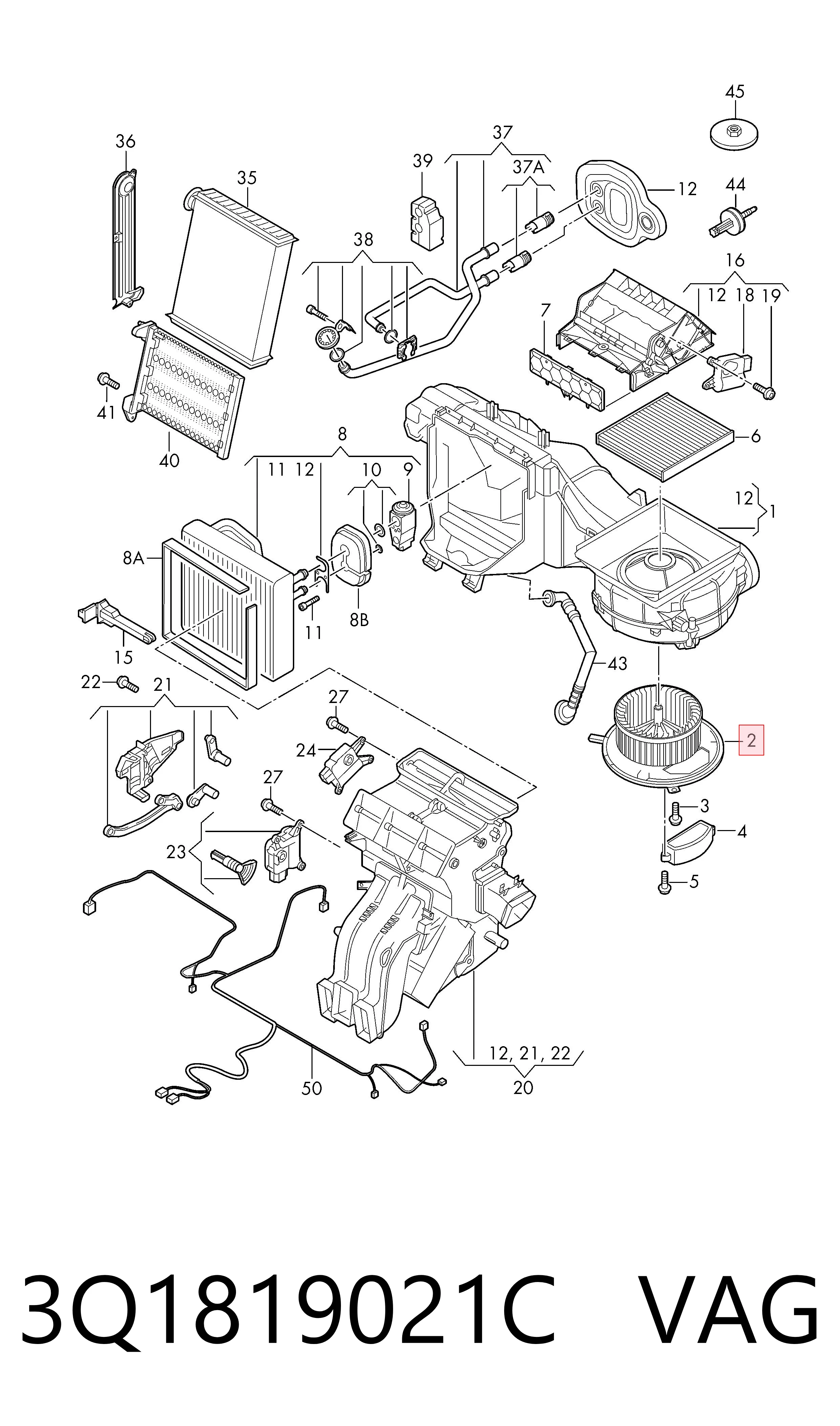 3Q1819021C VAG Ventilador de habitáculo