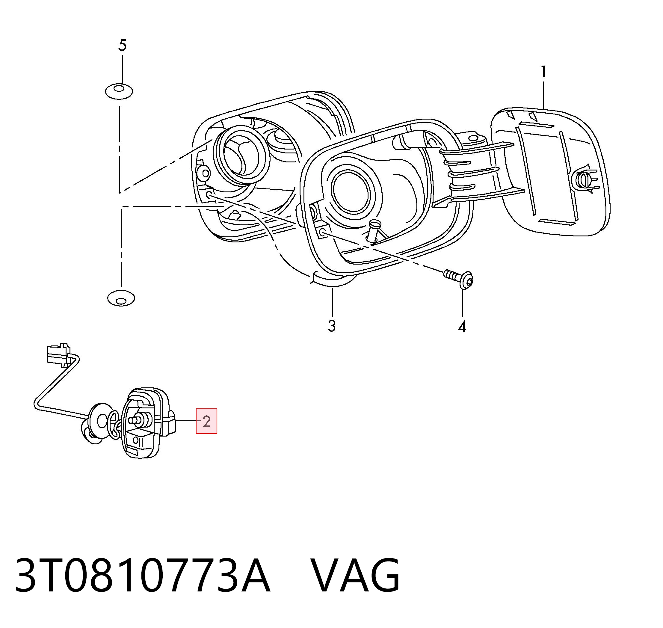 3T0810773A VAG Cerradura de la tapa del depósito de combustible