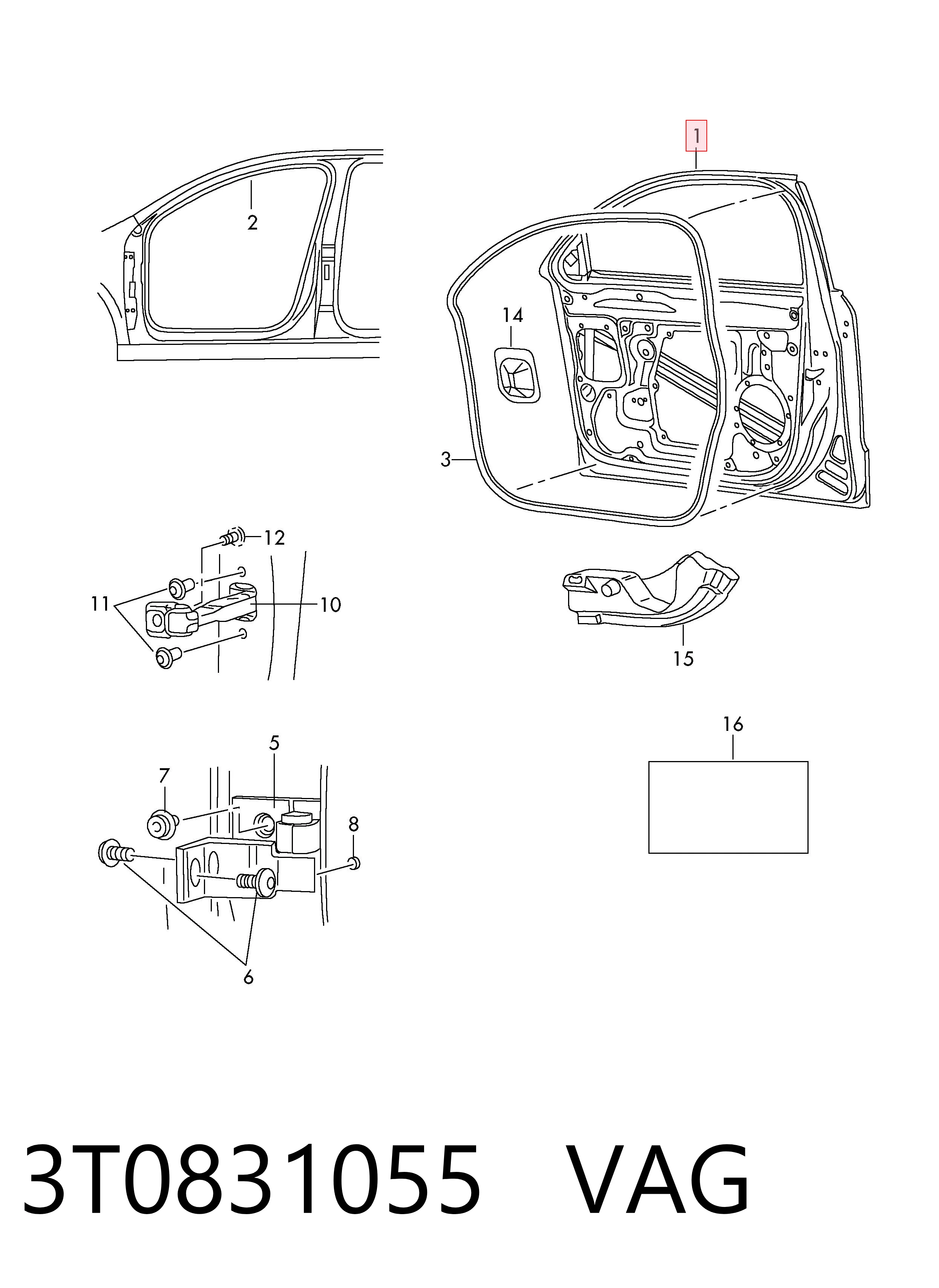 3T0831055 VAG Puerta delantera