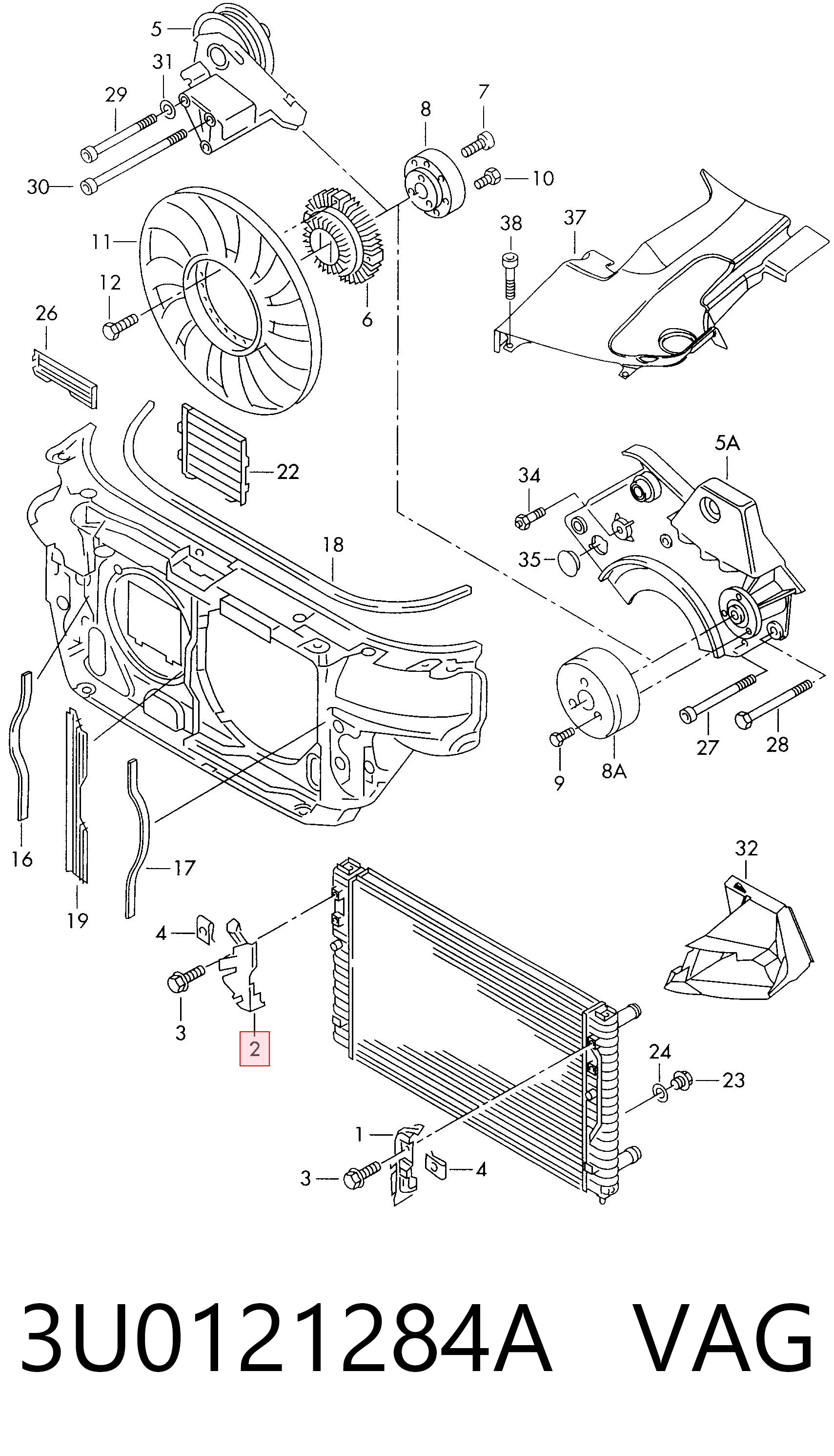 3U0121284A VAG Difusor de intercooler
