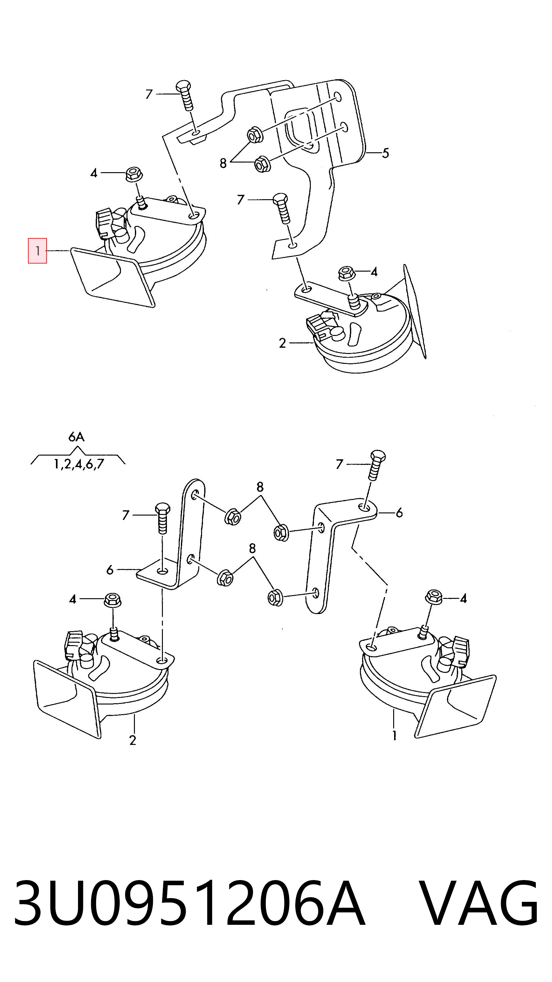 3U0951206A VAG Claxon