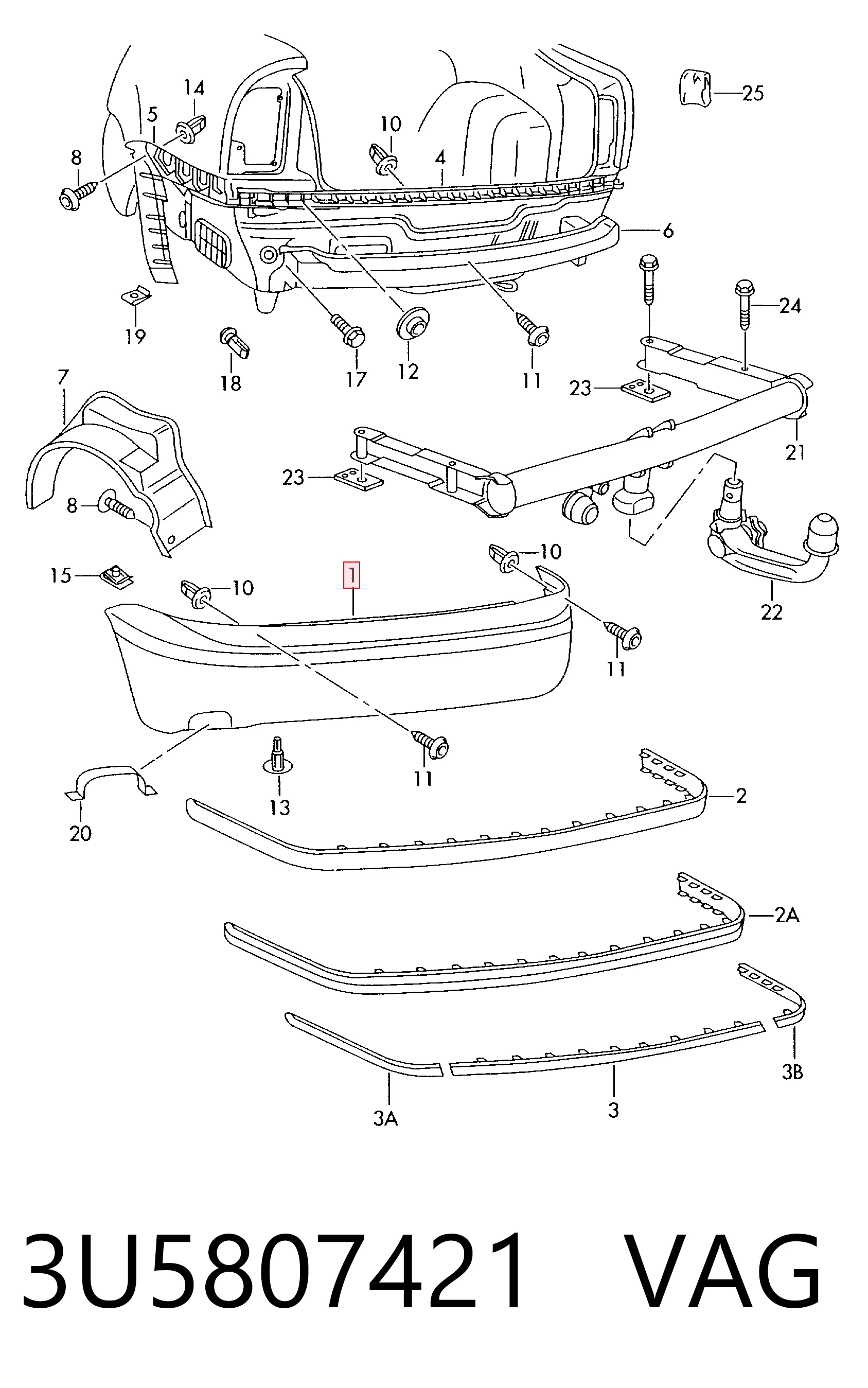 Defensa trasero para Skoda SuperB I 3U4