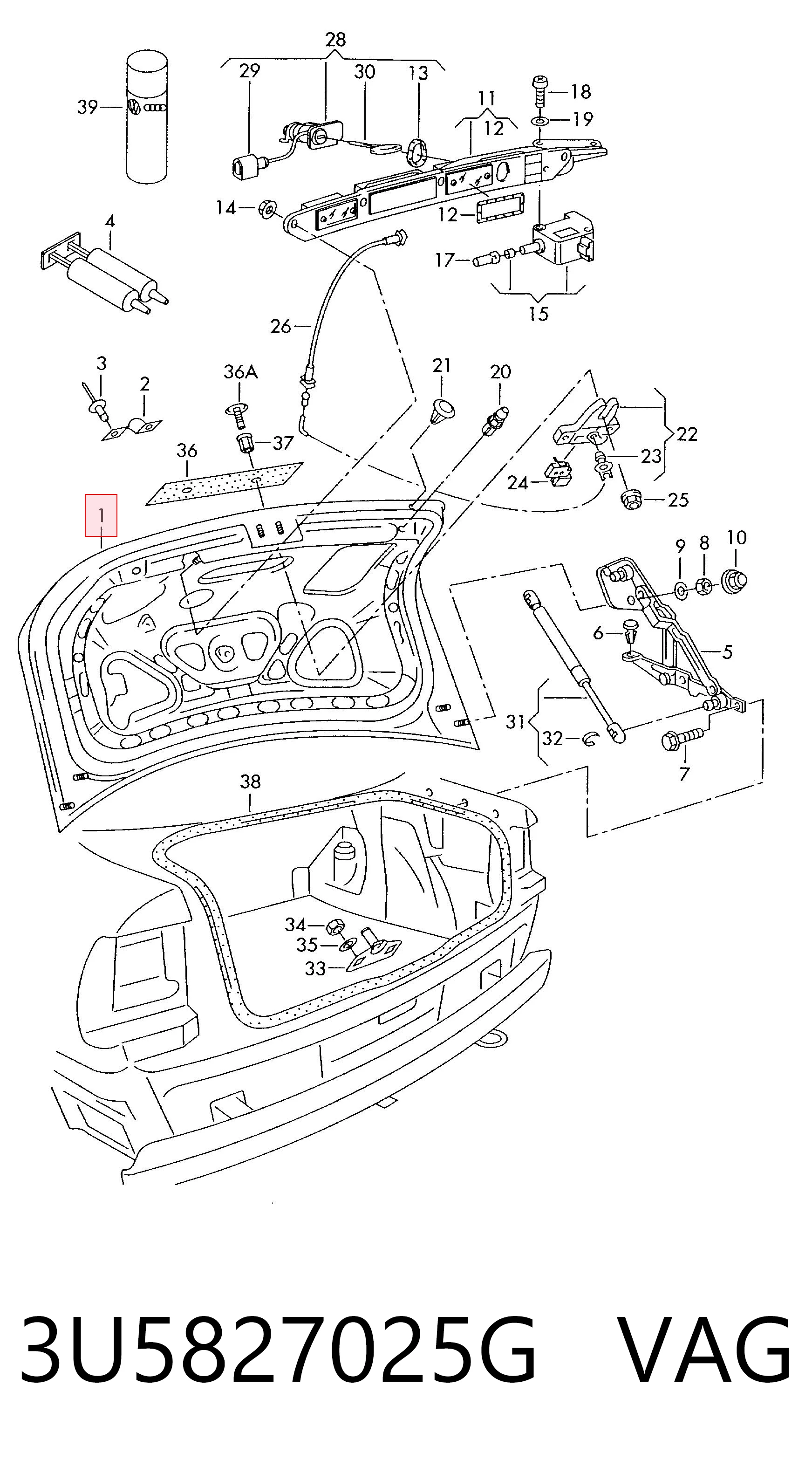 3U5827025G VAG Tapa de maletero