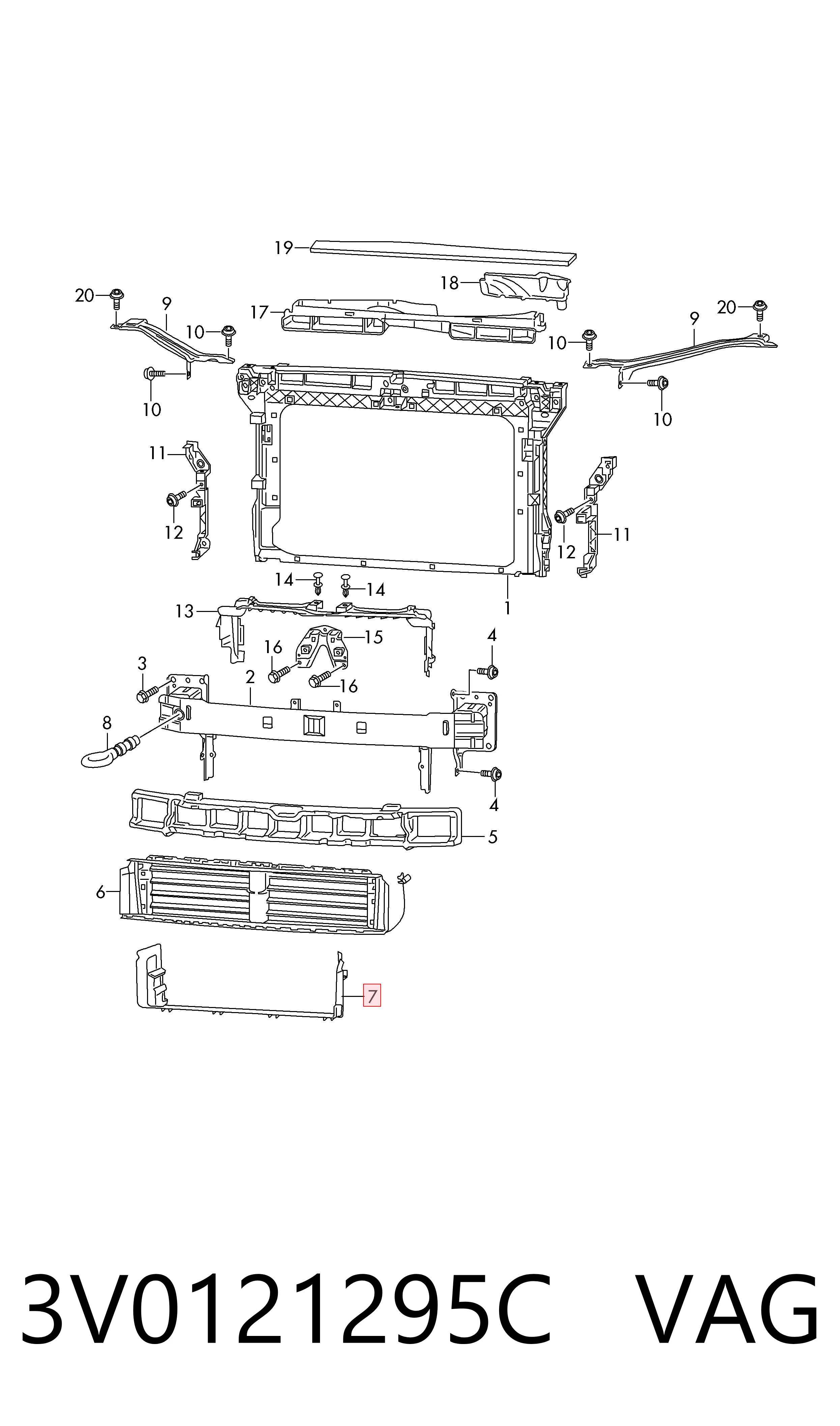 3V0121295C VAG Deflector de aire inferior del radiador