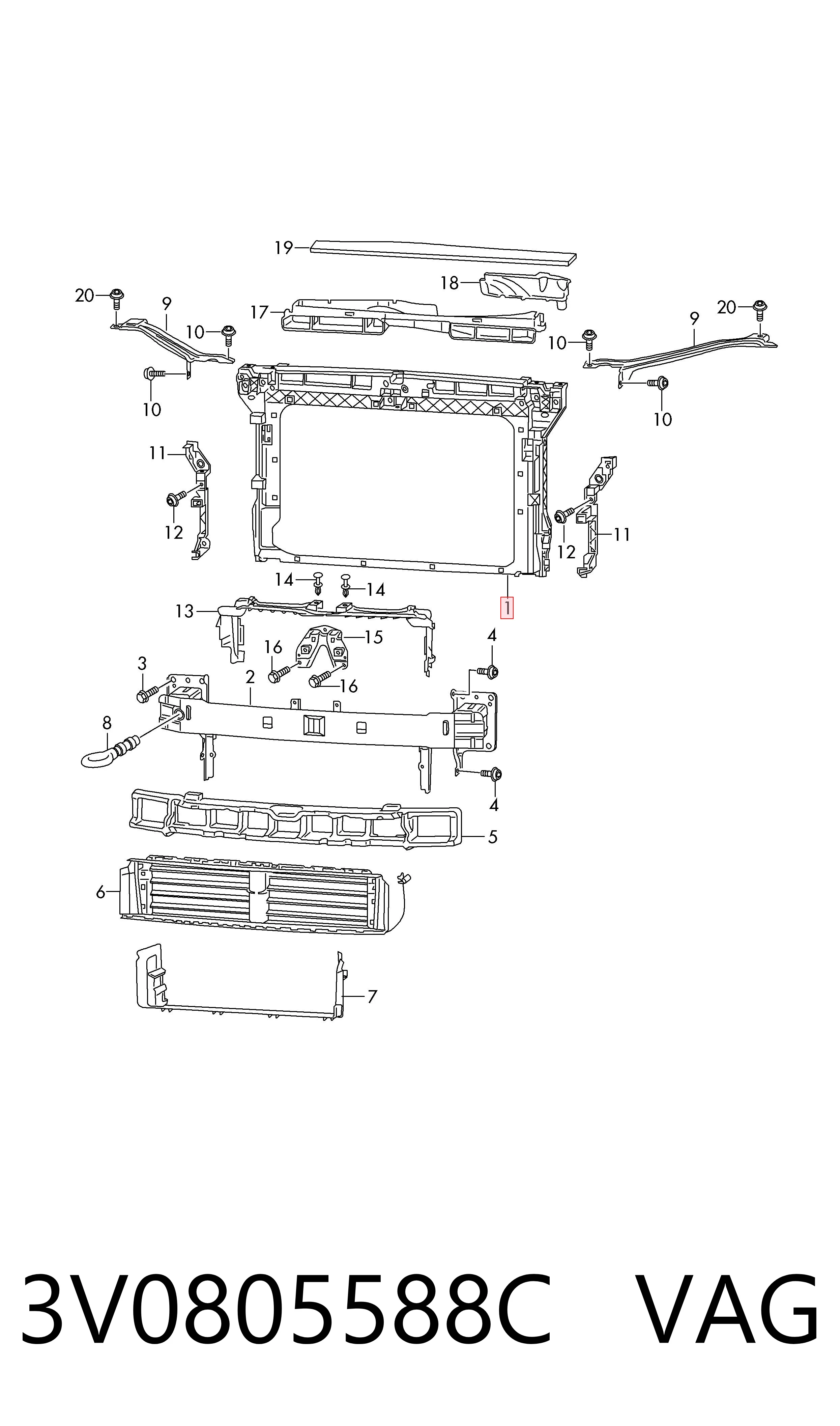  Soporte de radiador Skoda SuperB 3