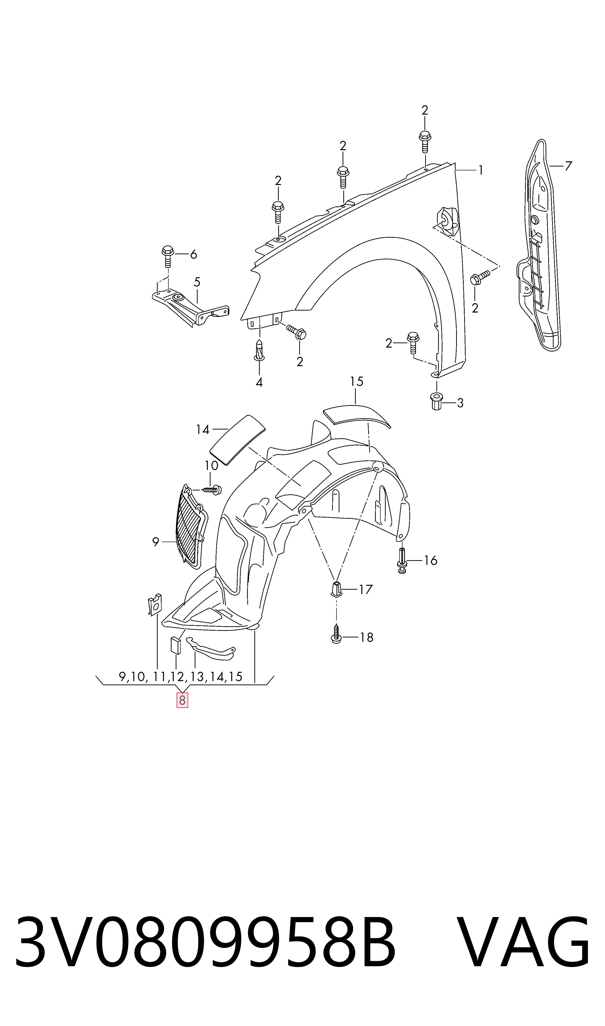 Comprar Paso de rueda delantero derecho Skoda SuperB III 3V3 a bajo precio
