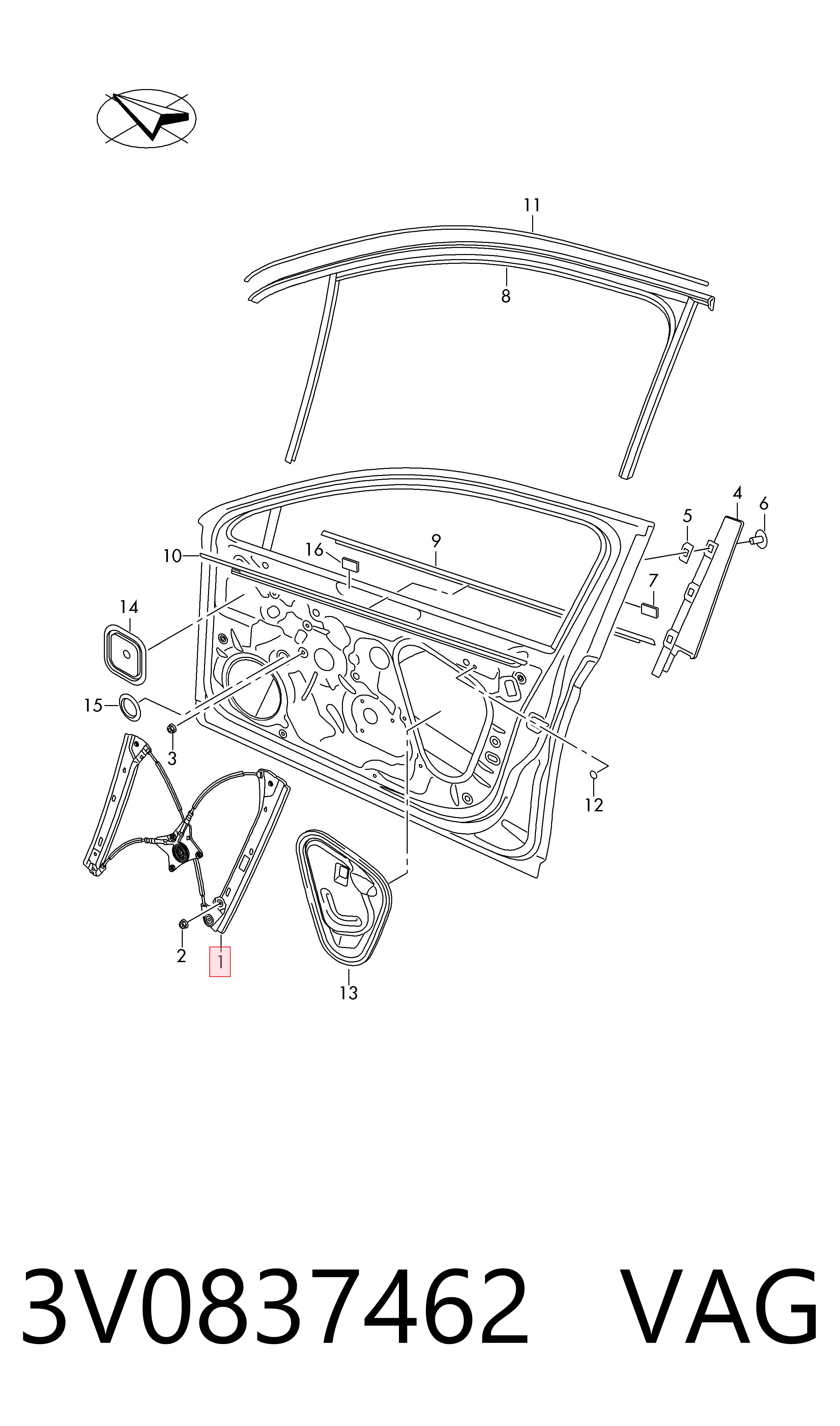 Mecanismo de elevalunas delantero derecha Skoda SuperB III liftback (3V3) (2015 - 2026) precio, desde 62,44 EUR