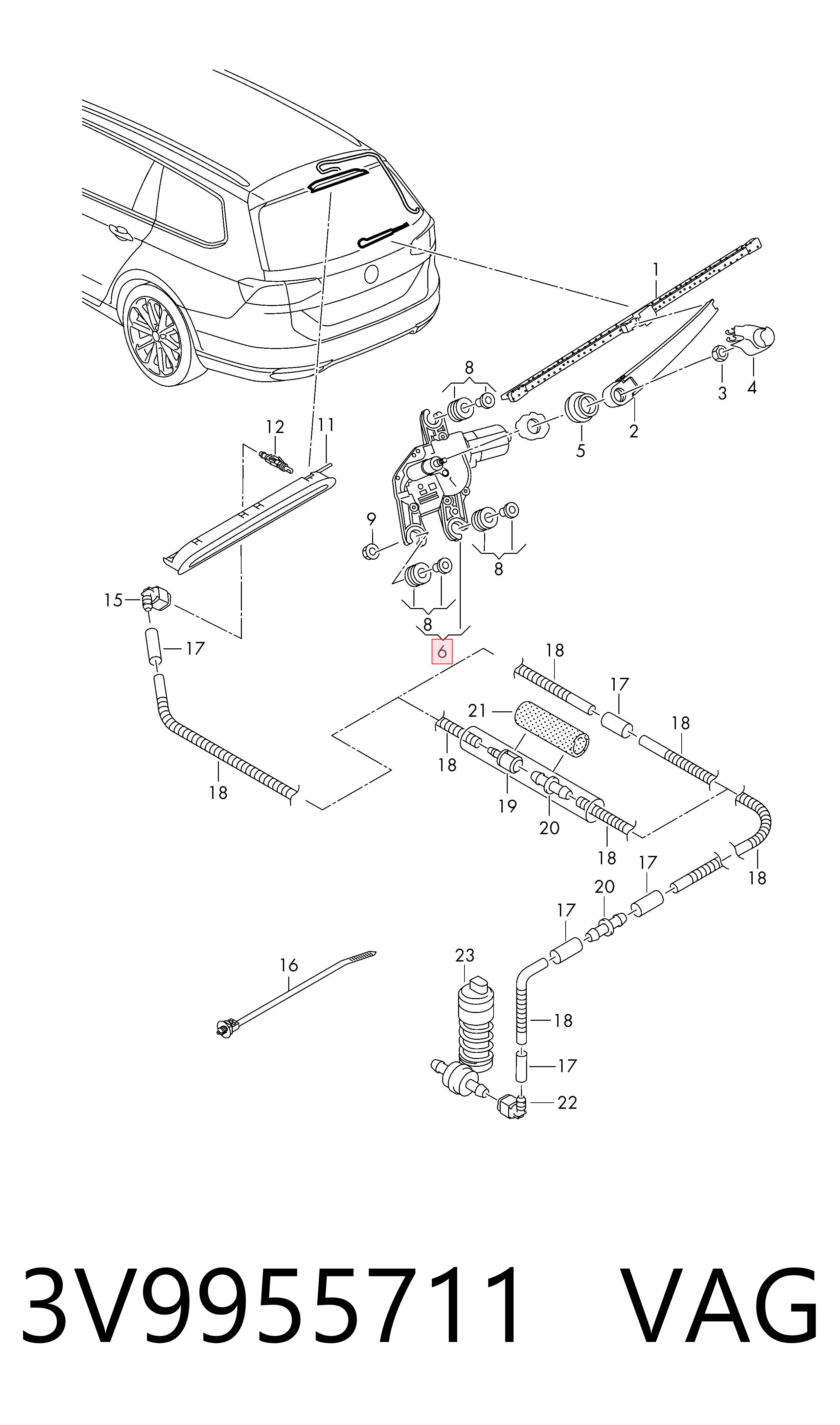 3V9955711 VAG Motor del limpiaparabrisas trasero