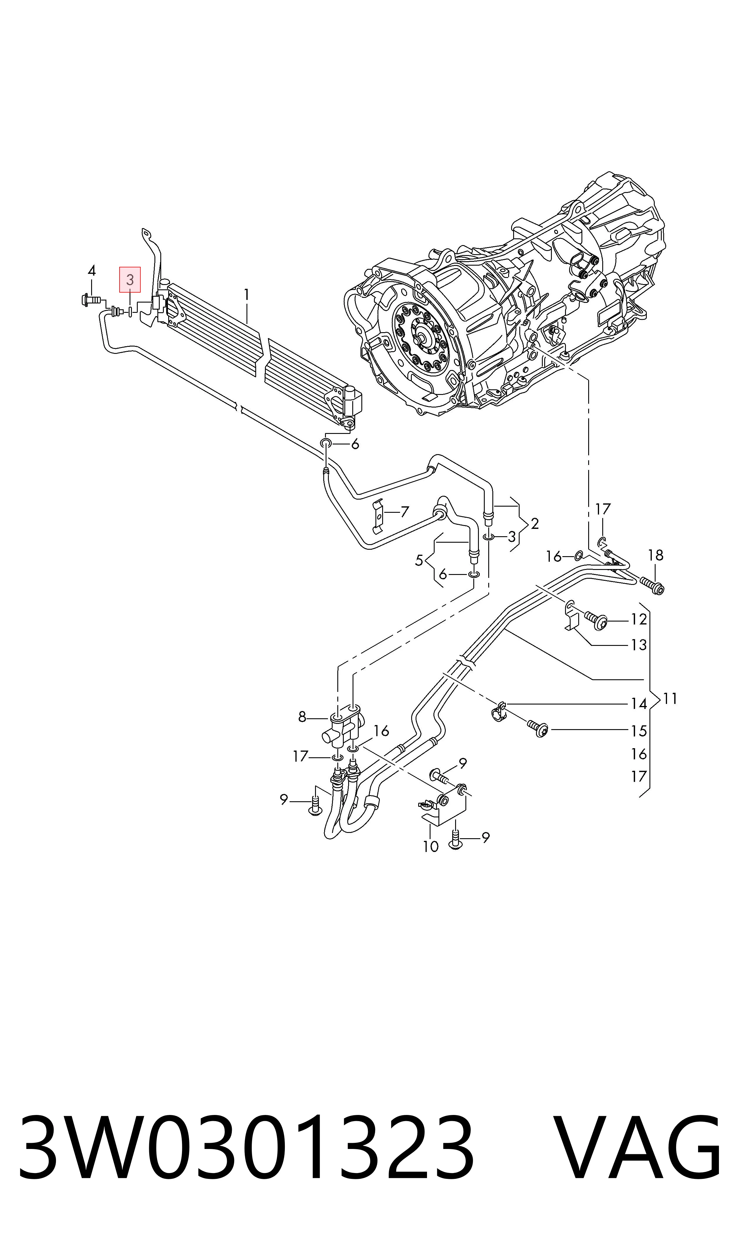 3W0301323 VAG Anillo de sellado de la manguera de descarga del compresor