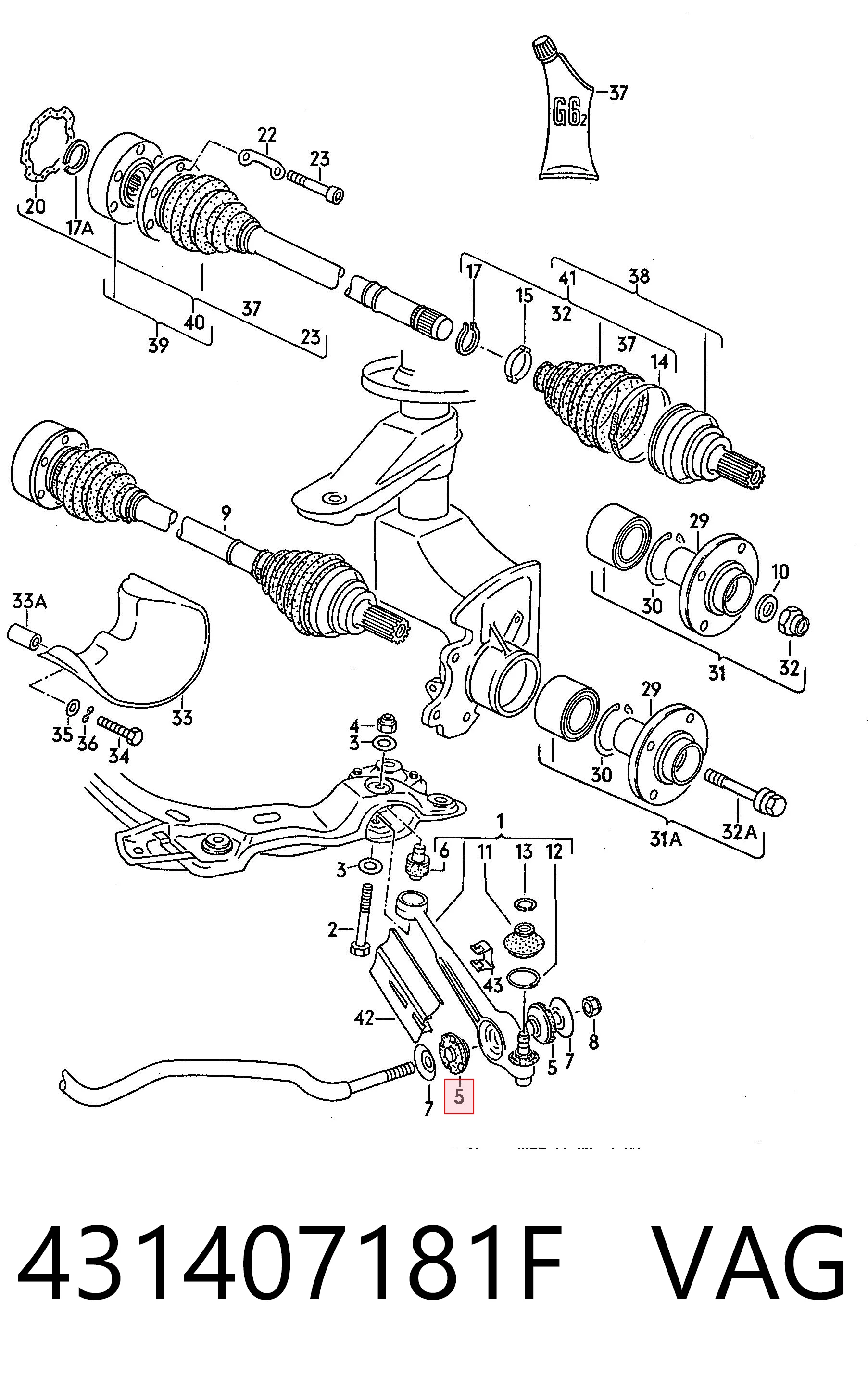 Comprar Buje delantero inferior del brazo de suspensión Audi 100  44, 44Q a bajo precio